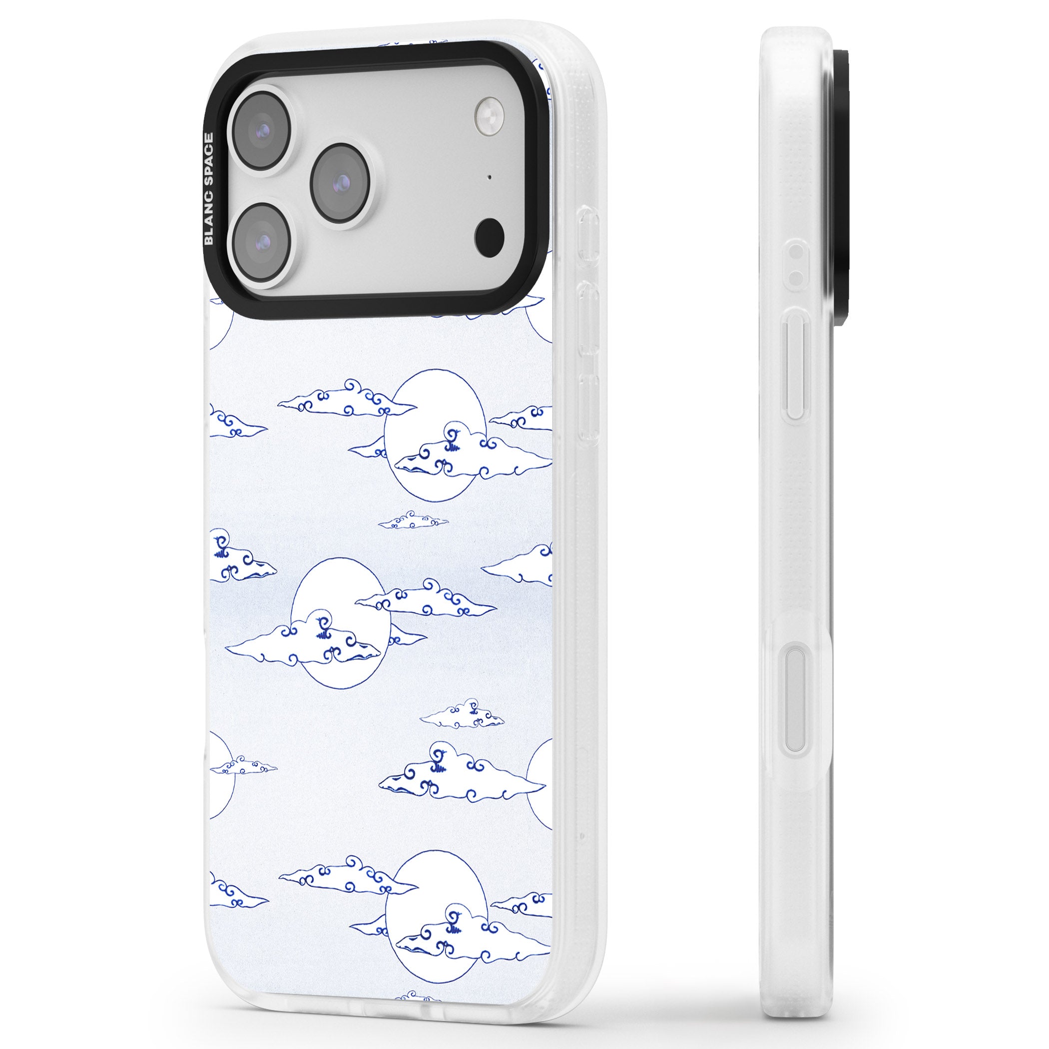 Moon & Clouds iPhone 17 Pro Impact Air Clear Phone Case Side Profile