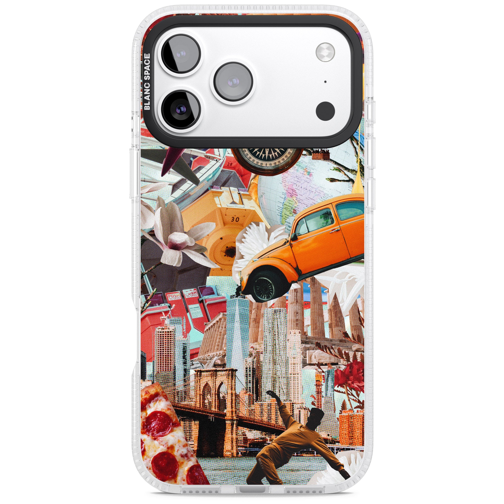 Bold New York Collage iPhone 17 Pro Impact Air Clear Phone Case