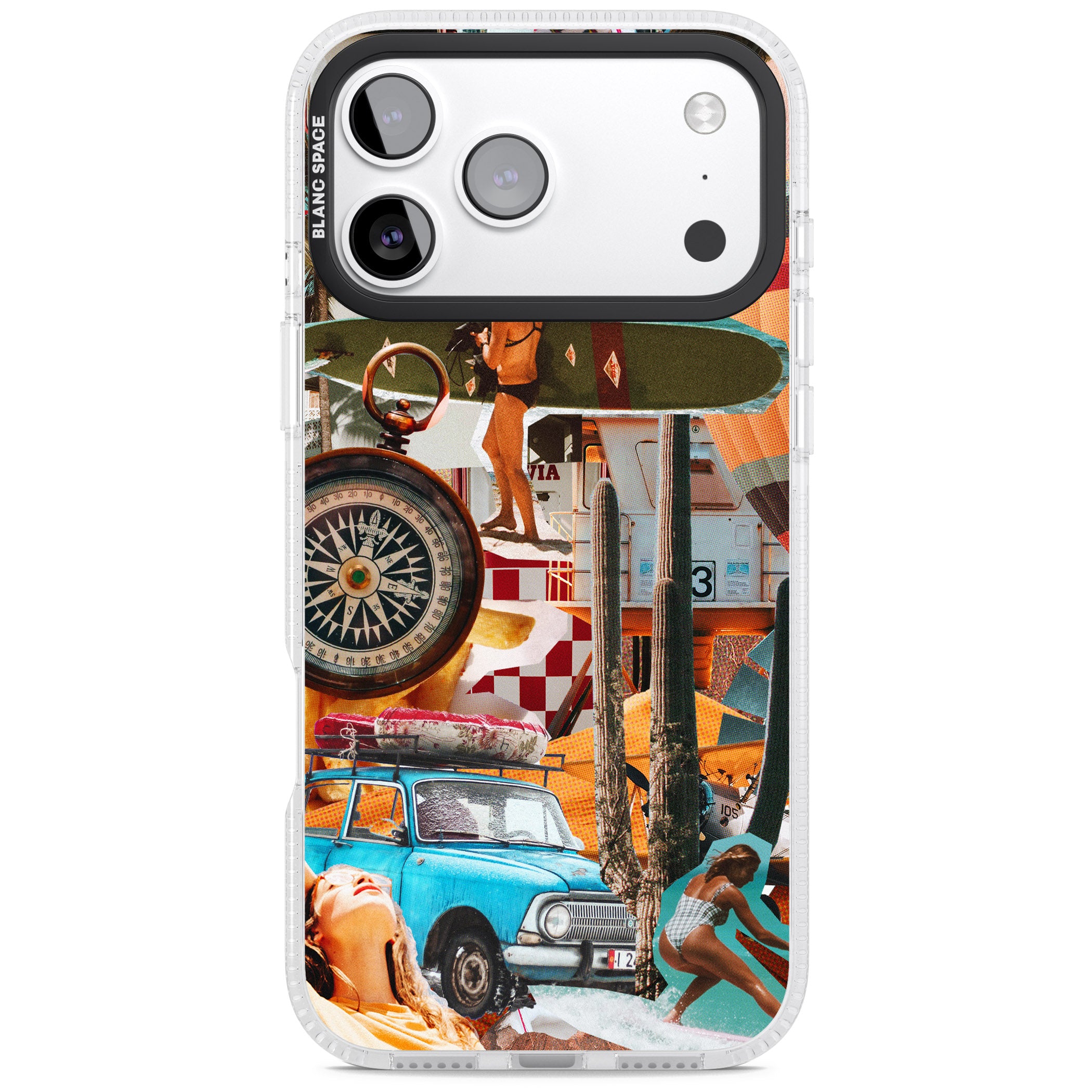 Vintage Collage: Road Trip iPhone 17 Pro Impact Air Clear Phone Case