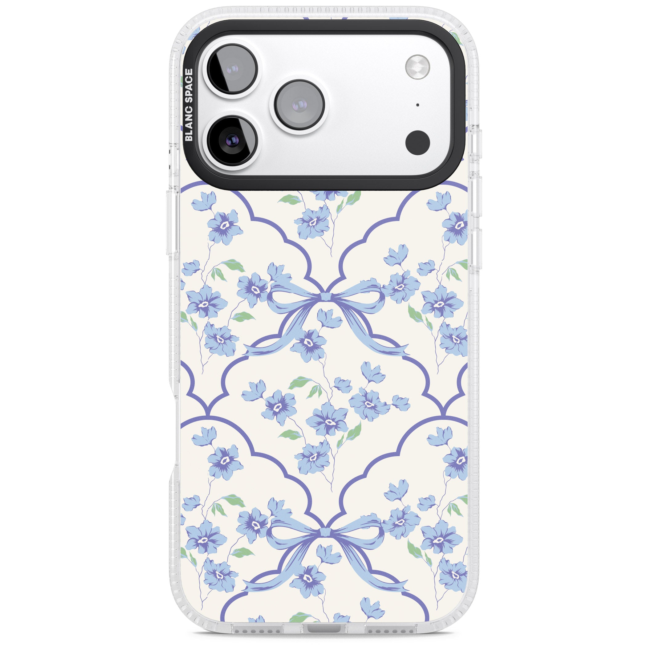 Blue Cottage Floral iPhone 17 Pro Impact Air Clear Phone Case