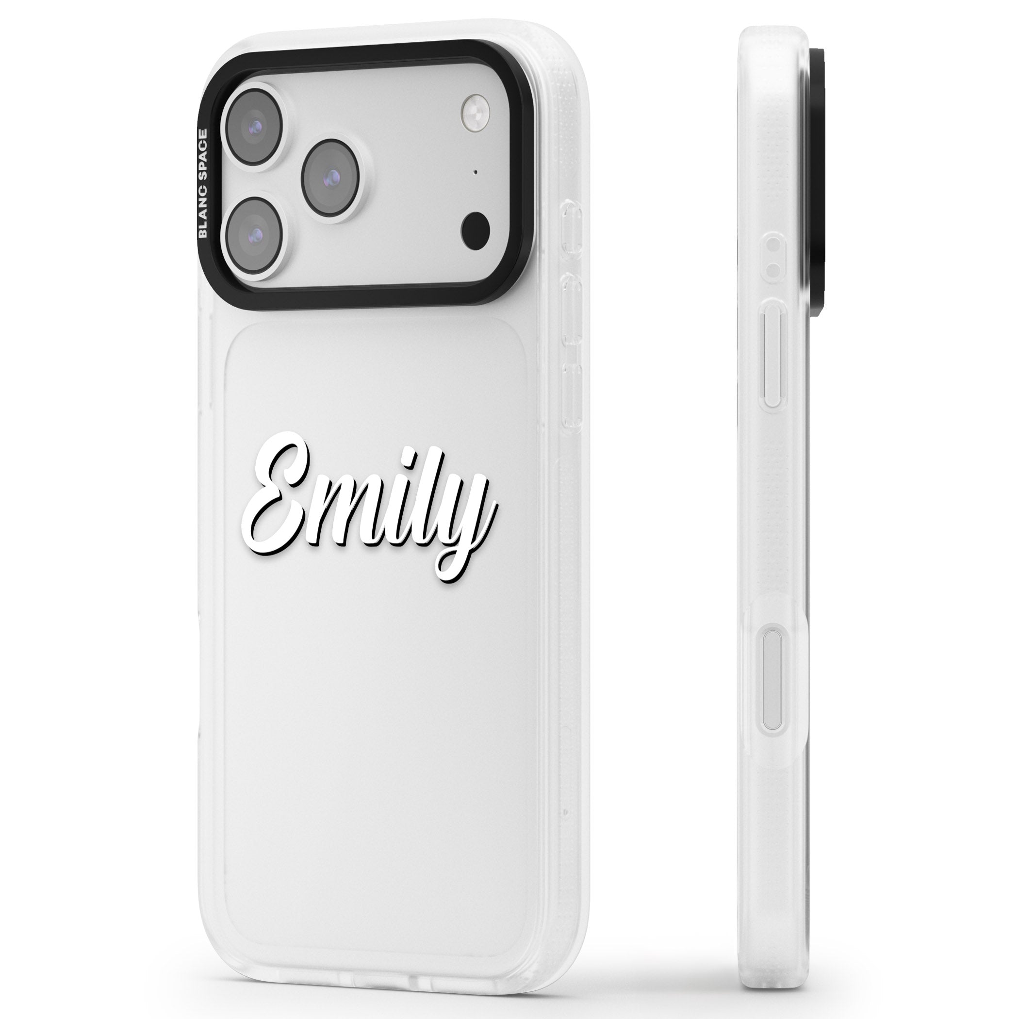 Personalised Cute Name iPhone 17 Pro Impact Air Clear Phone Case Side Profile
