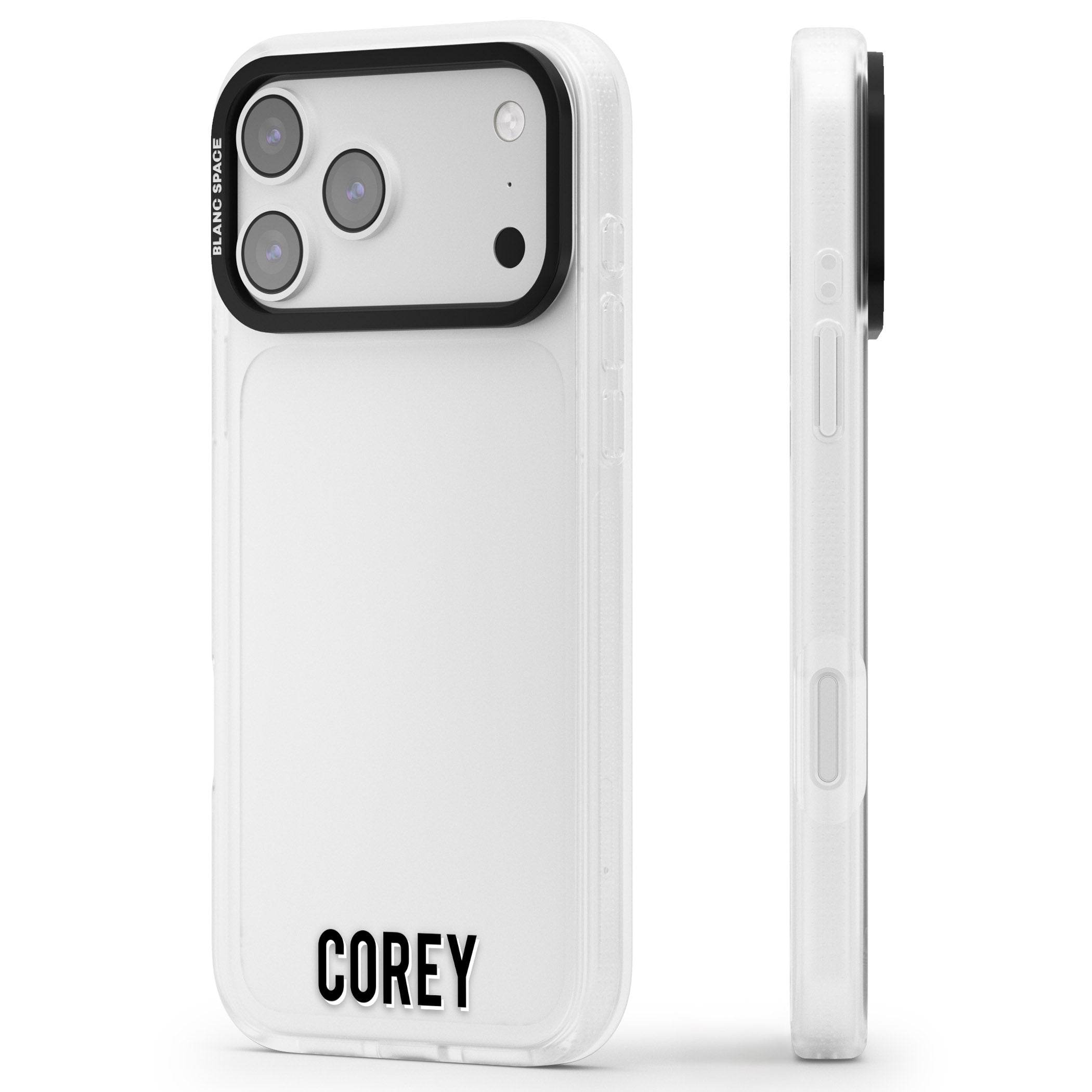 Personalised Bottom Name iPhone 17 Pro Impact Air Clear Phone Case Side Profile