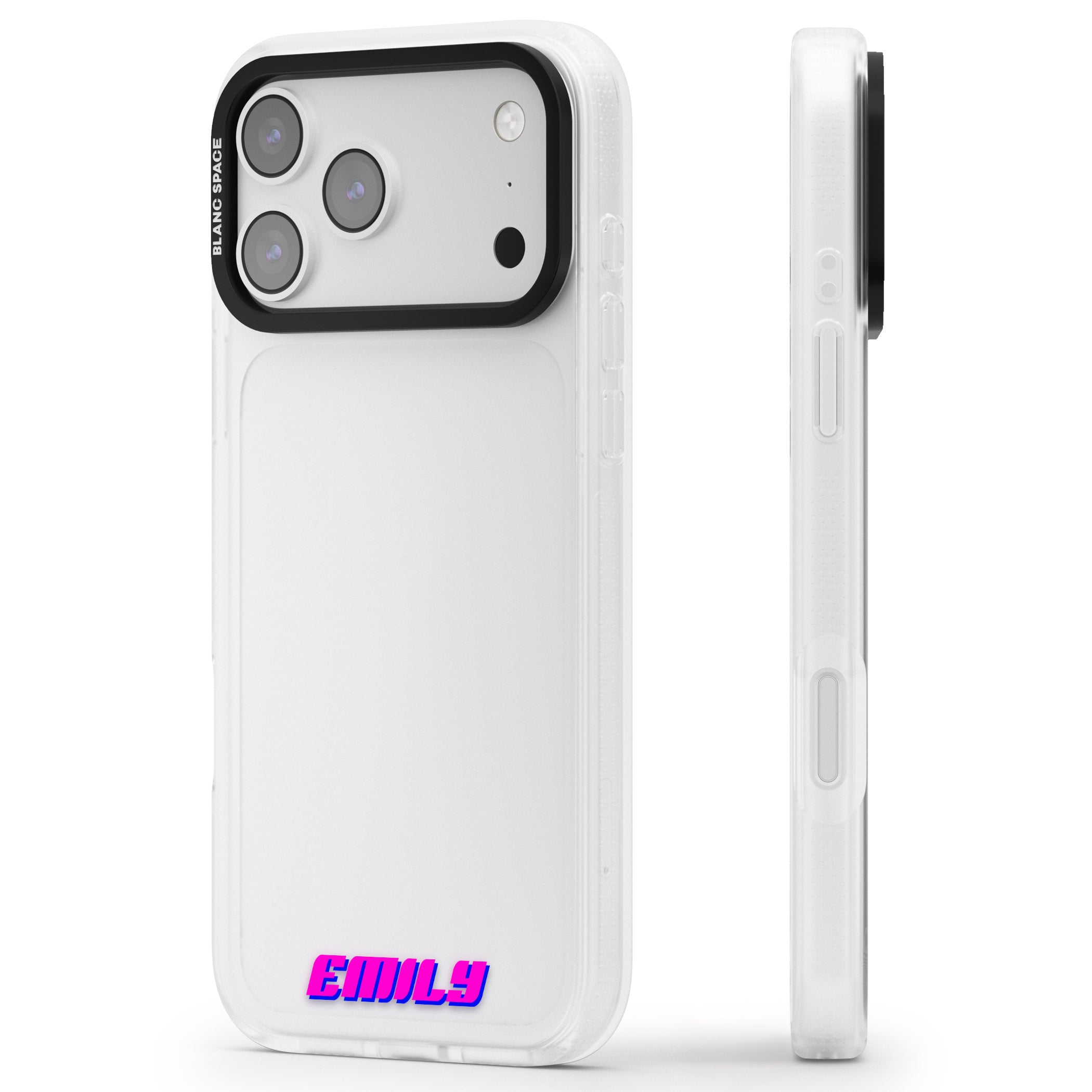 Personalised Cool Bottom Name iPhone 17 Pro Impact Air Clear Phone Case Side Profile