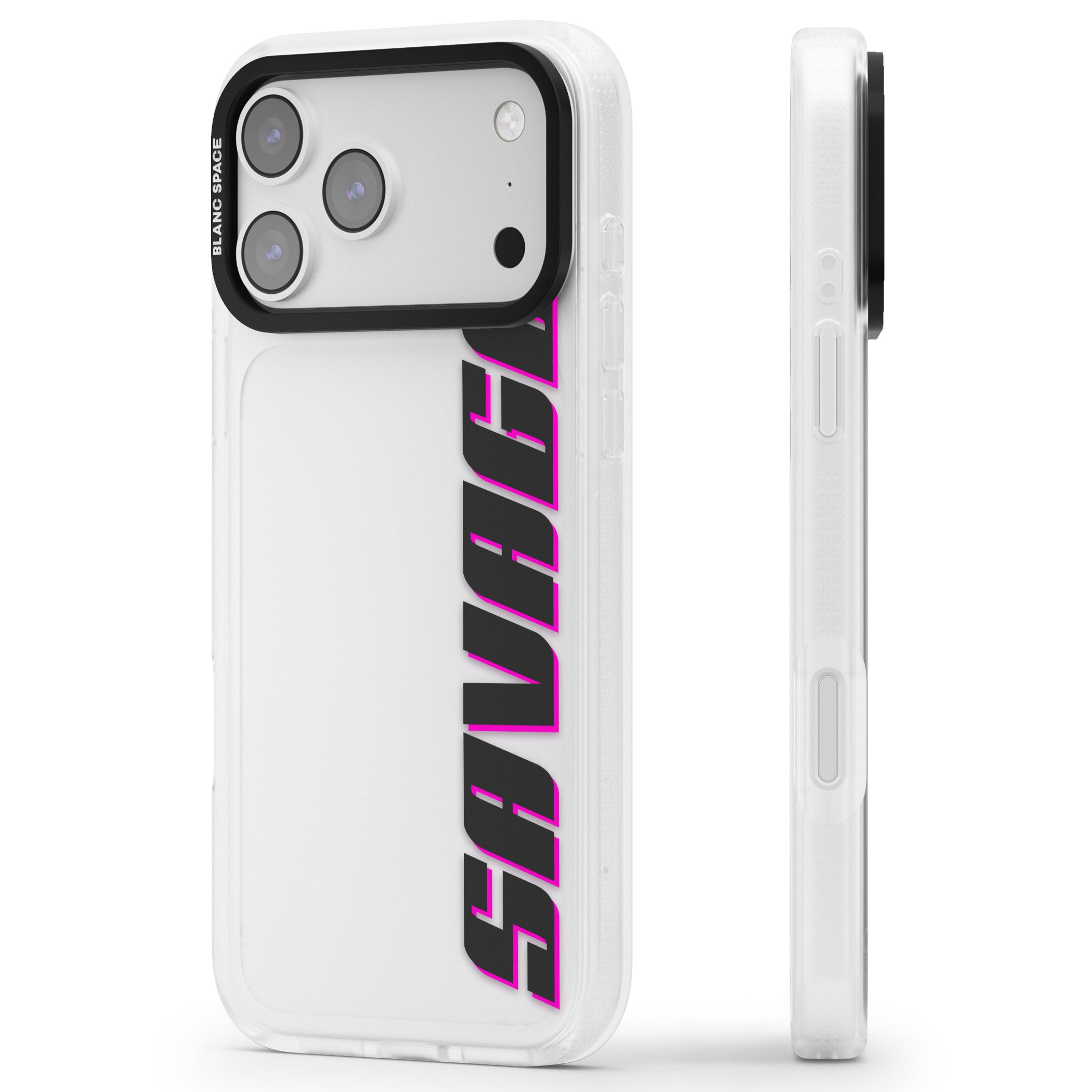 Personalised Cool Vertical Name iPhone 17 Pro Impact Air Clear Phone Case Side Profile