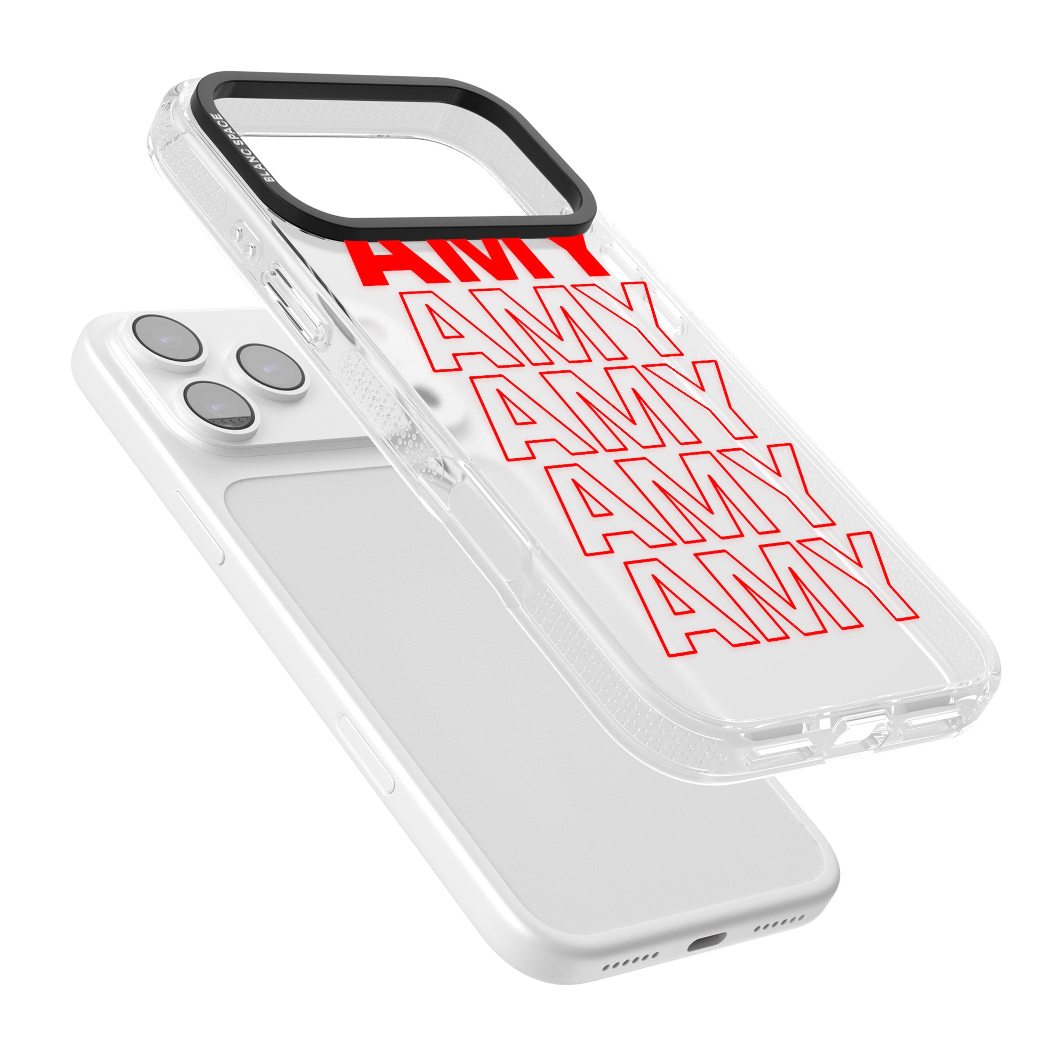 Personalised Bold Name Repeat iPhone 17 Pro Impact Air Clear Phone Case Colours