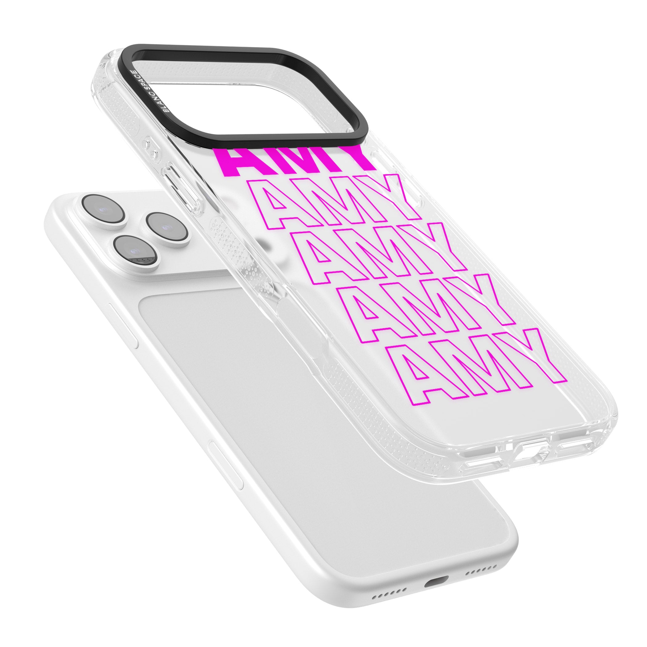 Personalised Bold Repeated Name iPhone 17 Pro Impact Air Clear Phone Case Colours