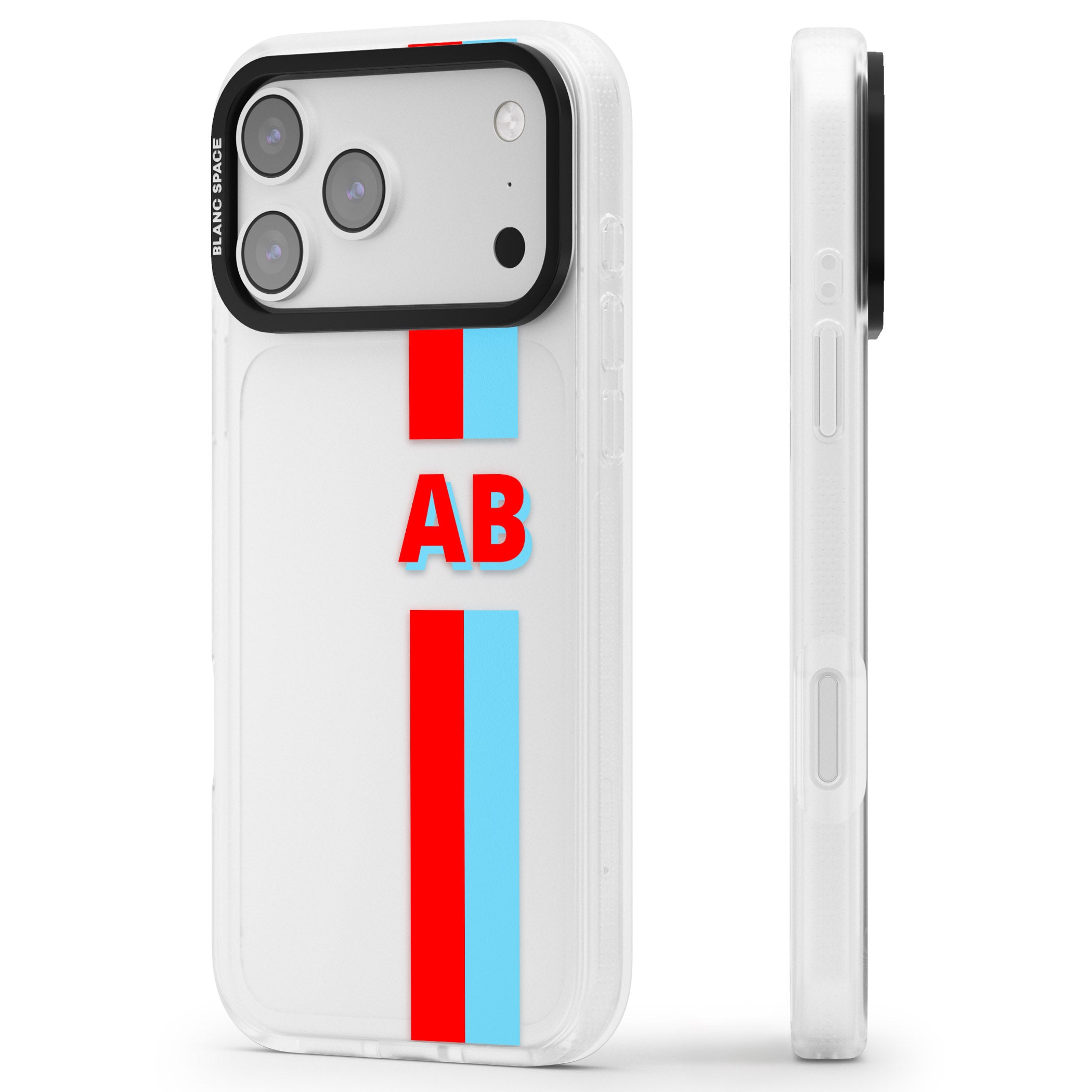 Personalised Bold Striped iPhone 17 Pro Impact Air Clear Phone Case Side Profile