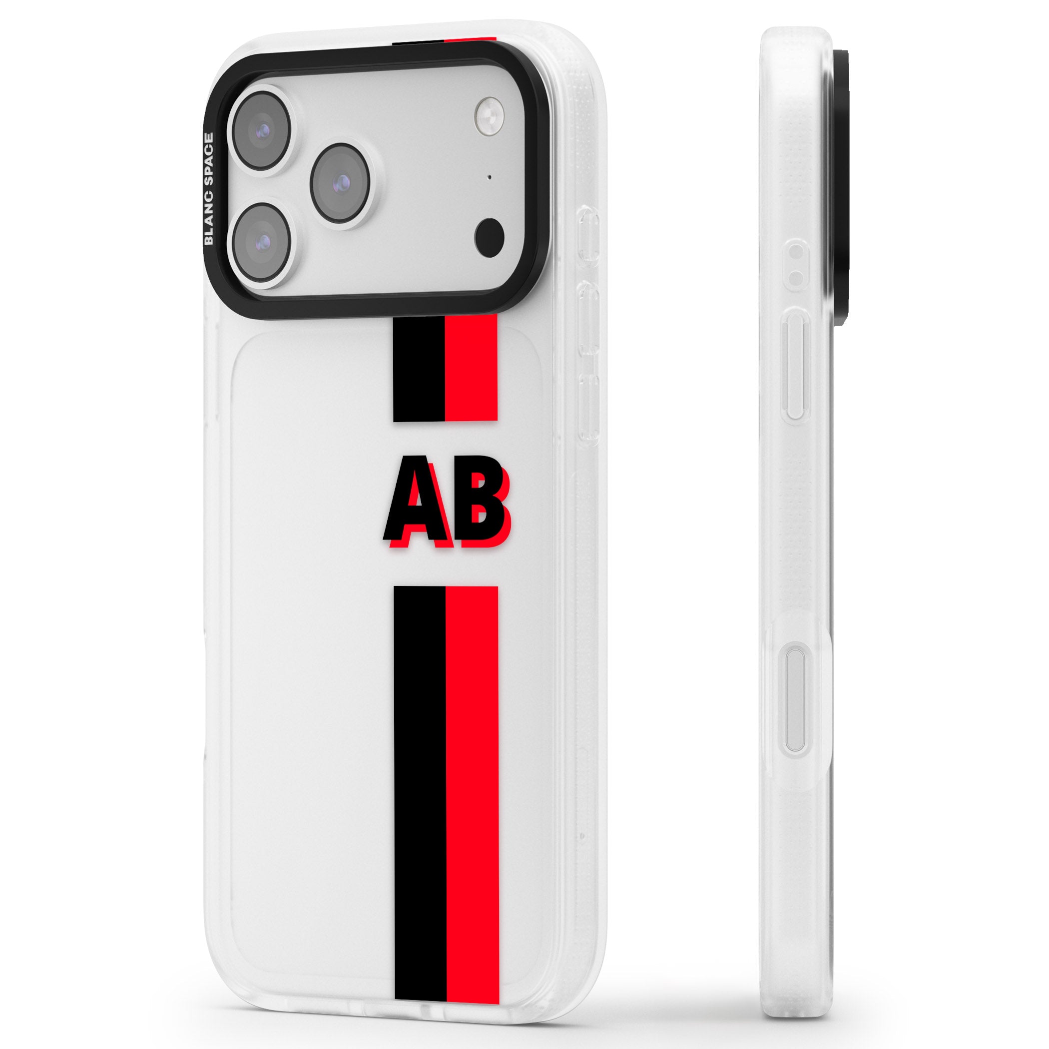Personalised Bold Stripe iPhone 17 Pro Impact Air Clear Phone Case Side Profile