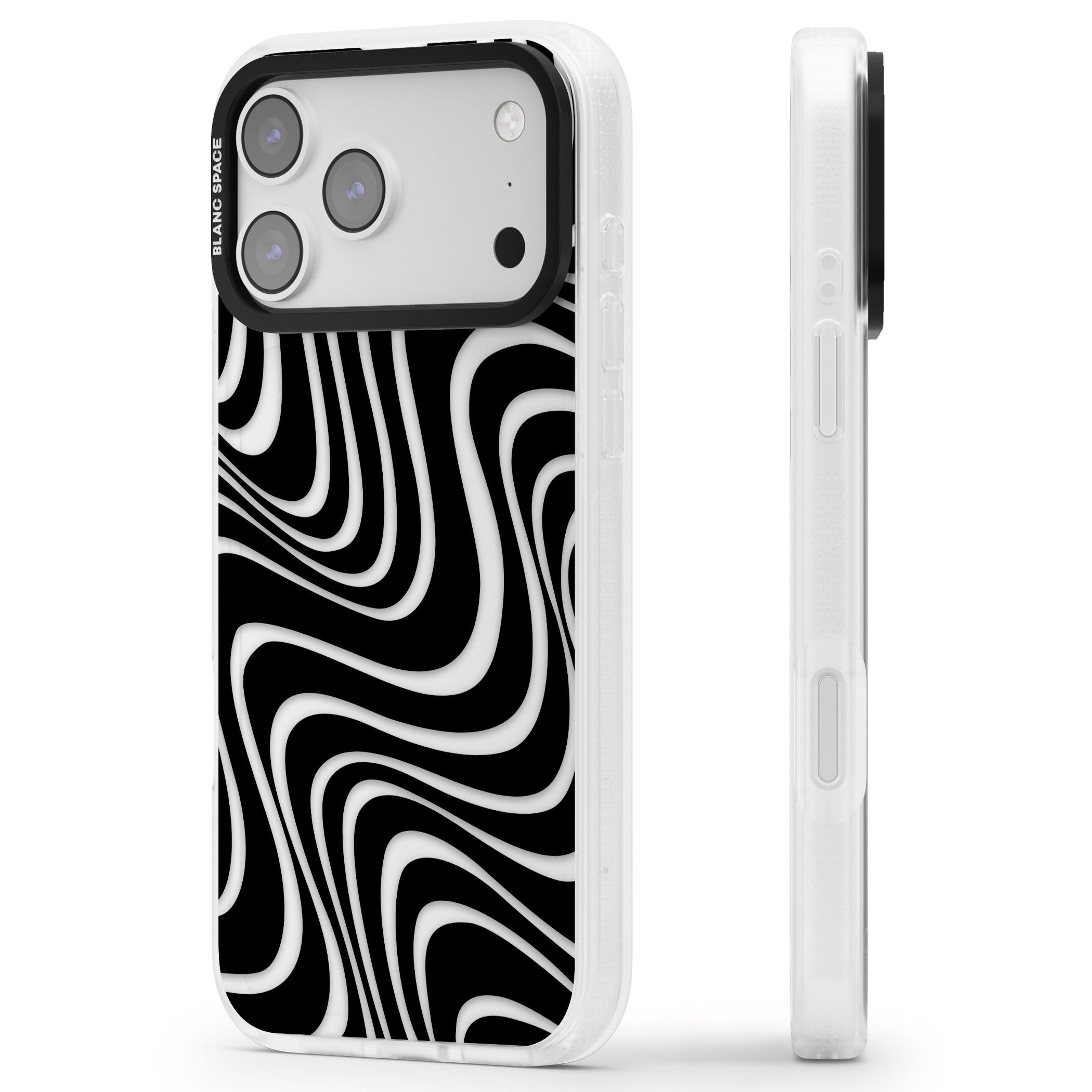 Abstract Waves iPhone 17 Pro Impact Air Clear Phone Case Side Profile