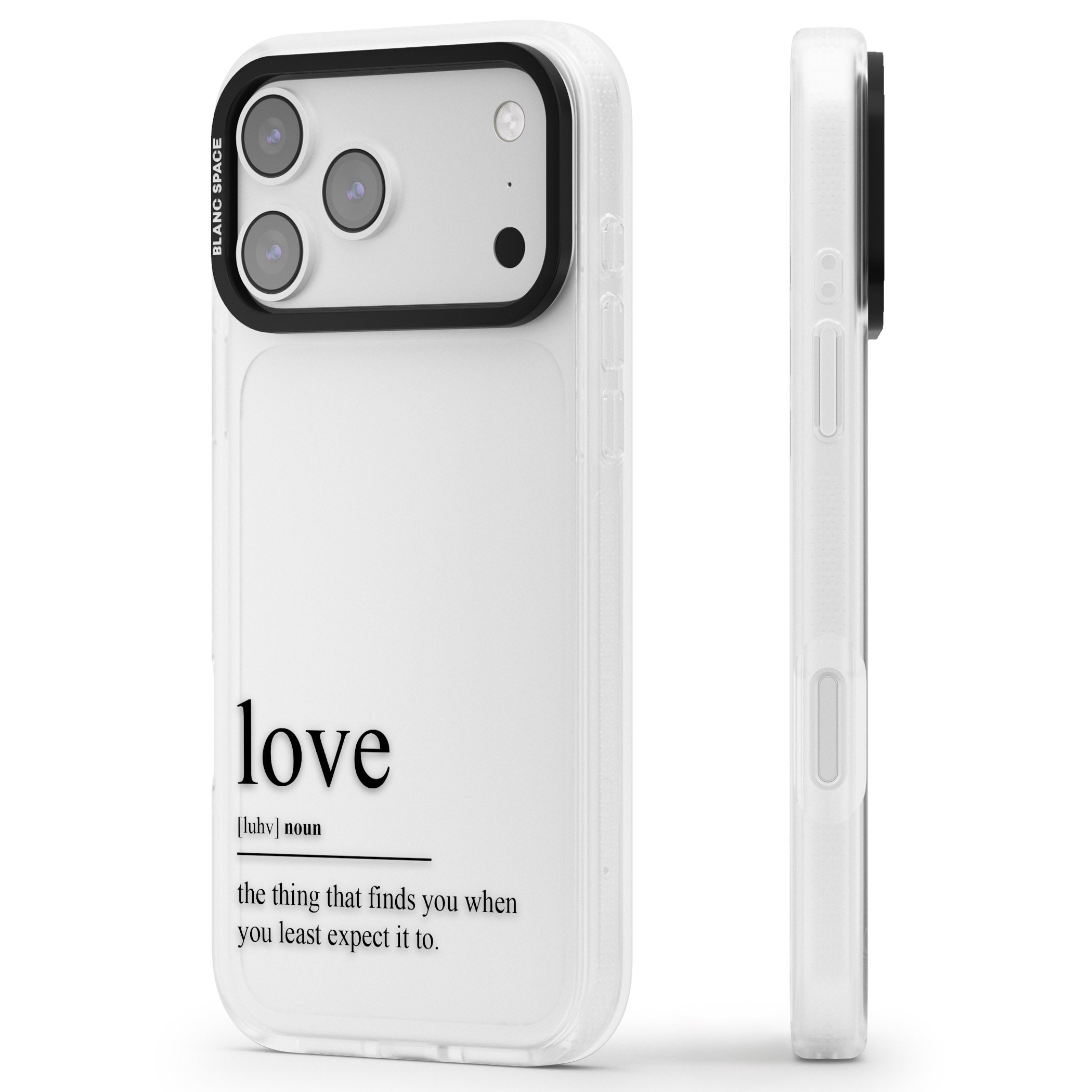 Love iPhone 17 Pro Impact Air Clear Phone Case Side Profile