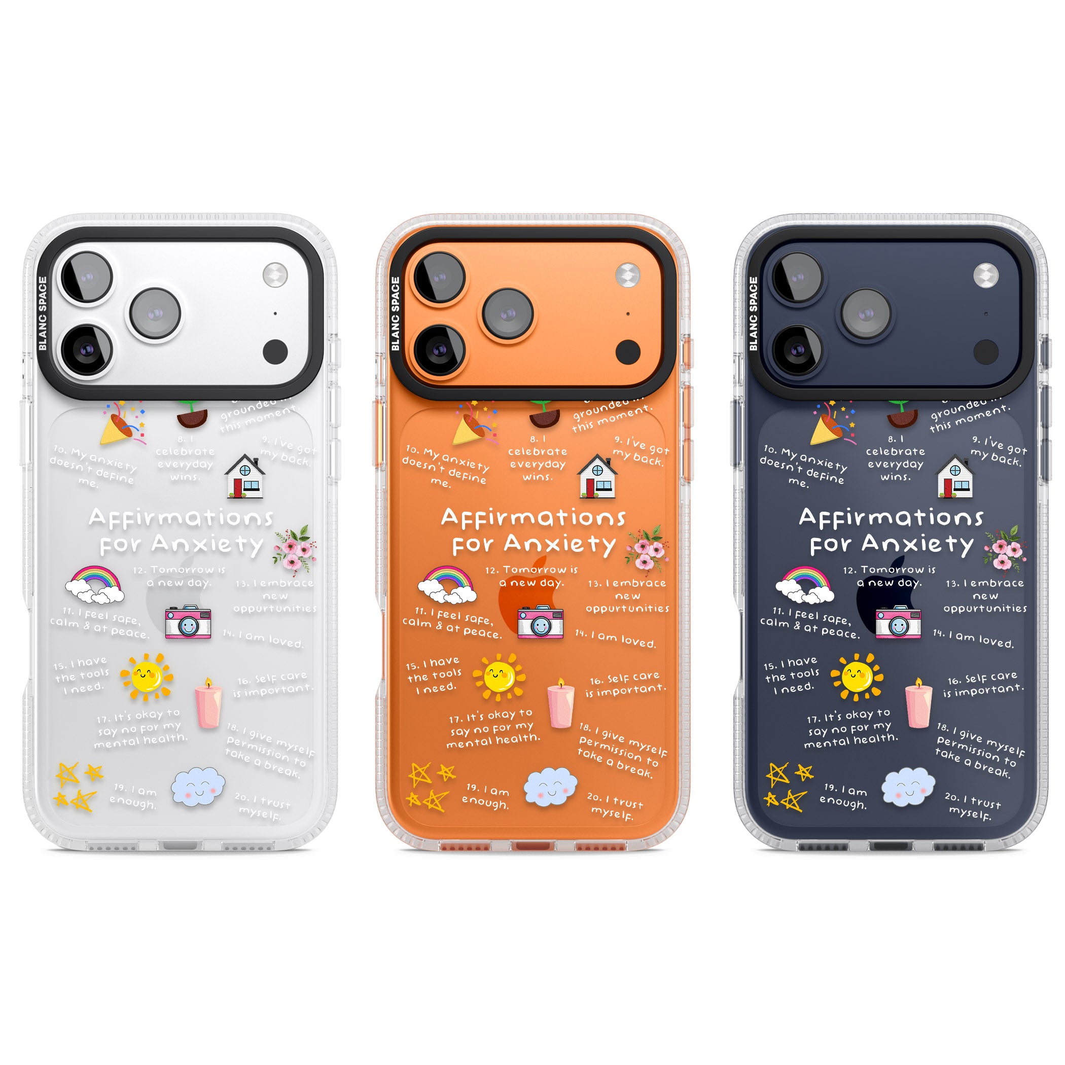 Anxiety White Text iPhone 17 Pro Impact Air Clear Phone Case APT Impact Protection