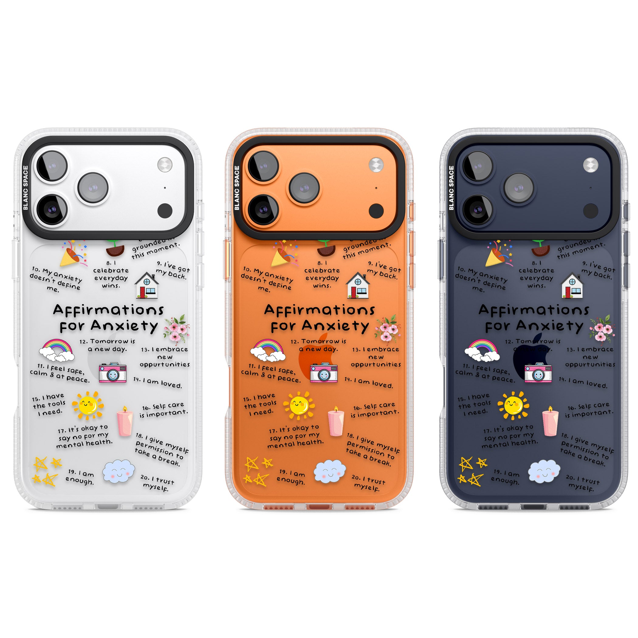 Anxiety Black Text iPhone 17 Pro Impact Air Clear Phone Case APT Impact Protection