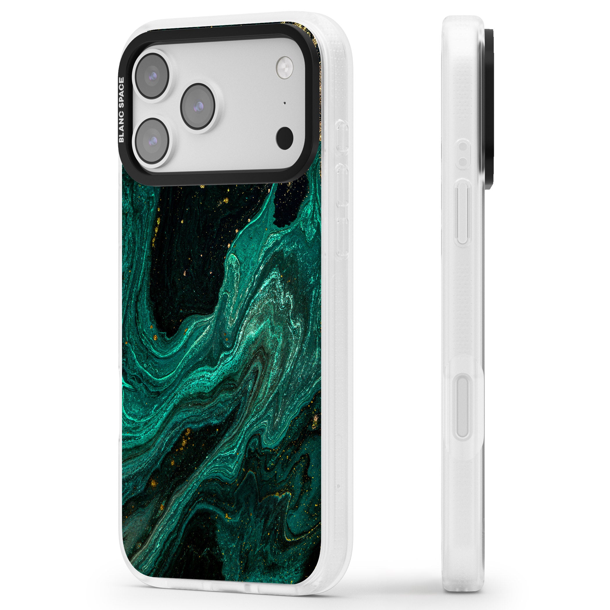 Emerald Lagoon iPhone 17 Pro Impact Air Clear Phone Case Side Profile