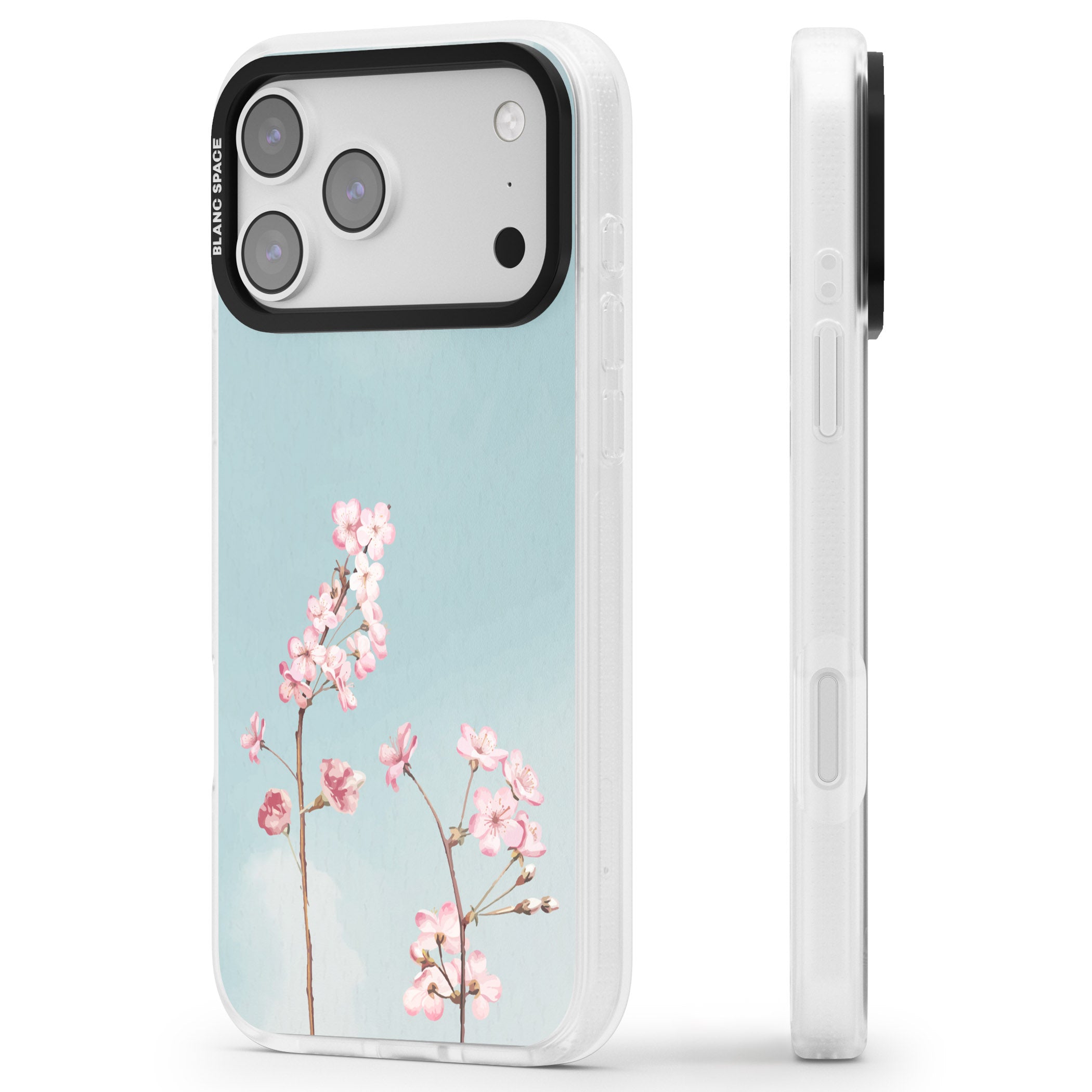 Blossom Flower Sky iPhone 17 Pro Impact Air Clear Phone Case Side Profile