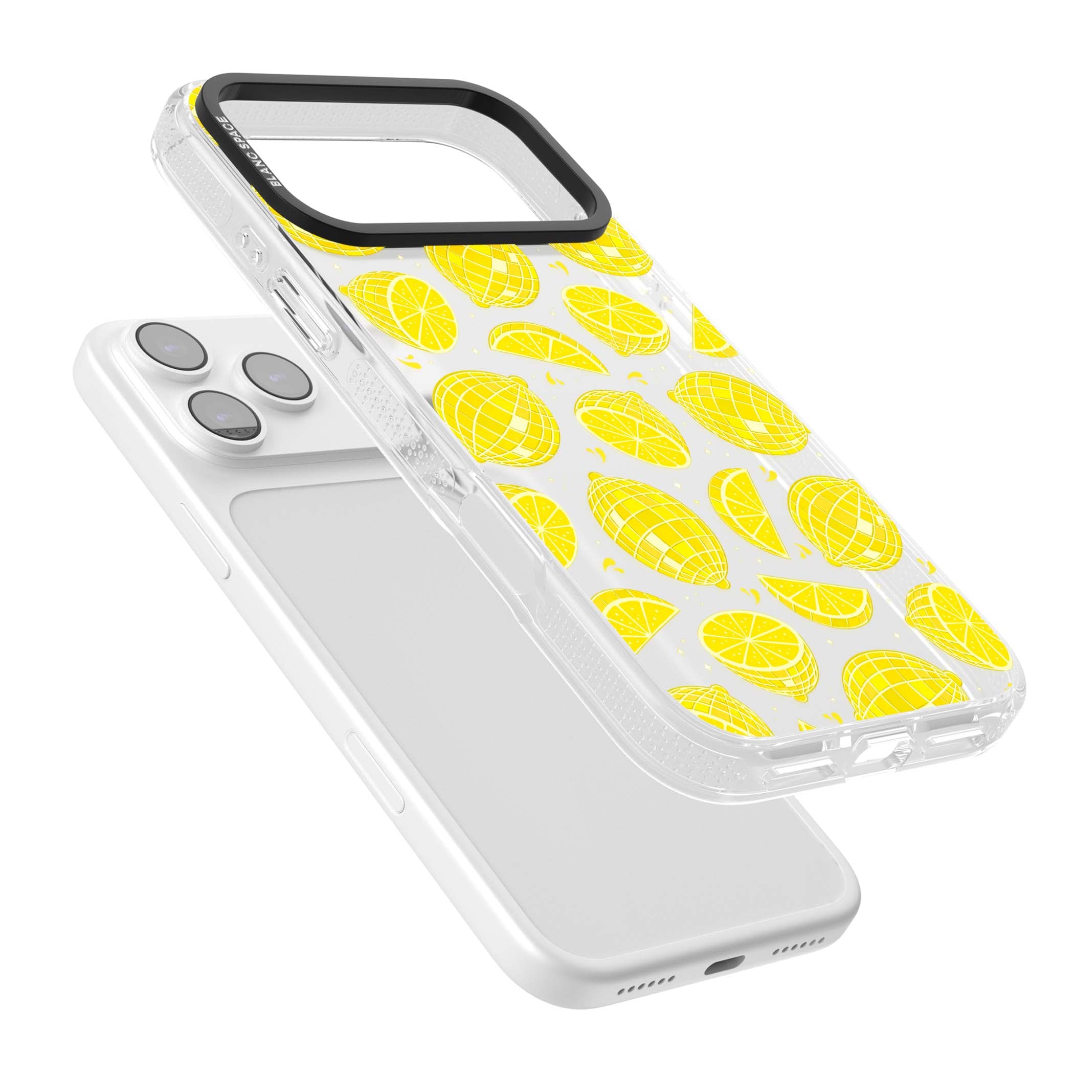 Disco Lemons citrus iPhone case featuring mirrorball lemons, sliced fruit and sparkle accents | Clear Case Impact Air case for iPhone 17 Pro, iPhone 17 Pro Max
