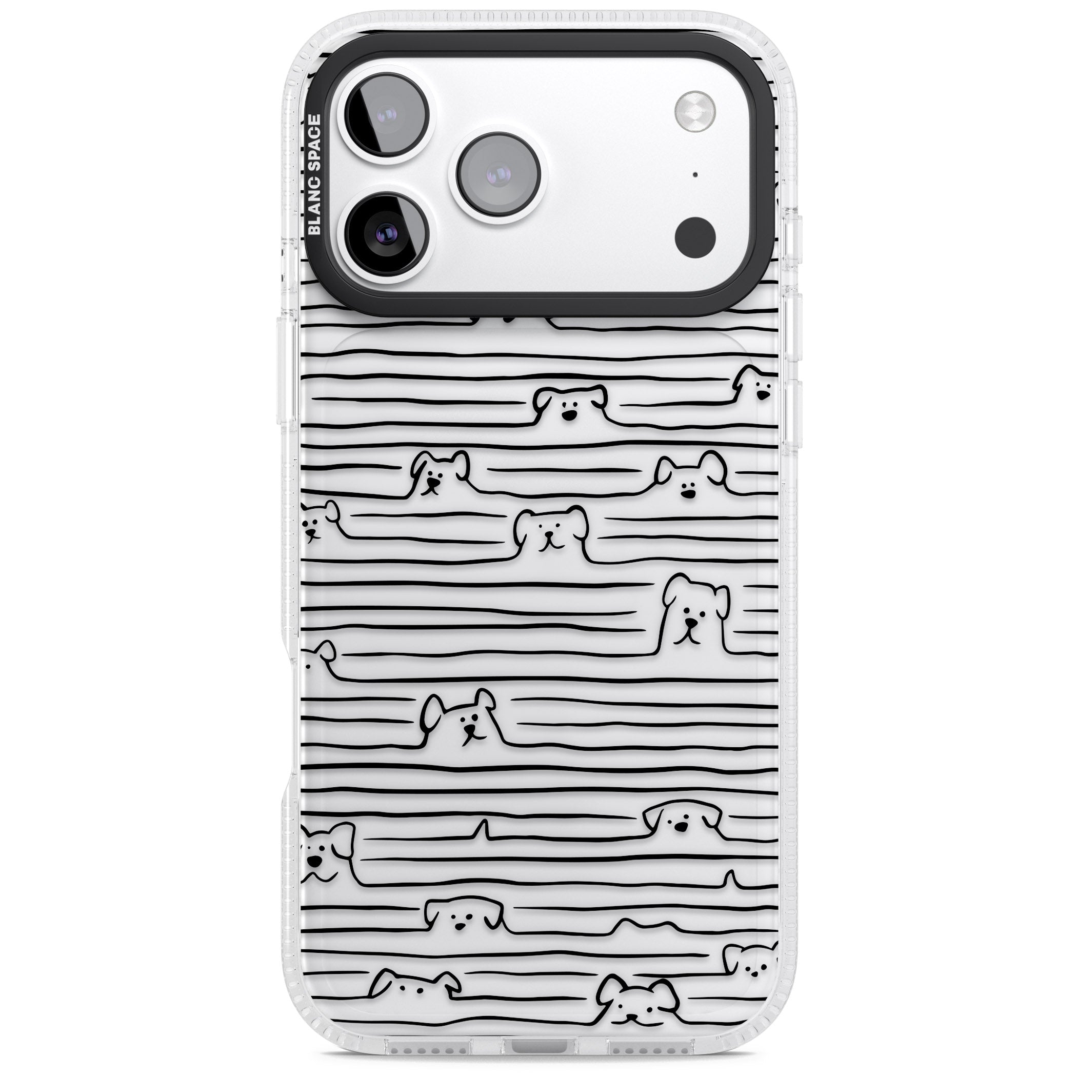 Dog Line Art Black iPhone 17 Pro Impact Air Clear Phone Case