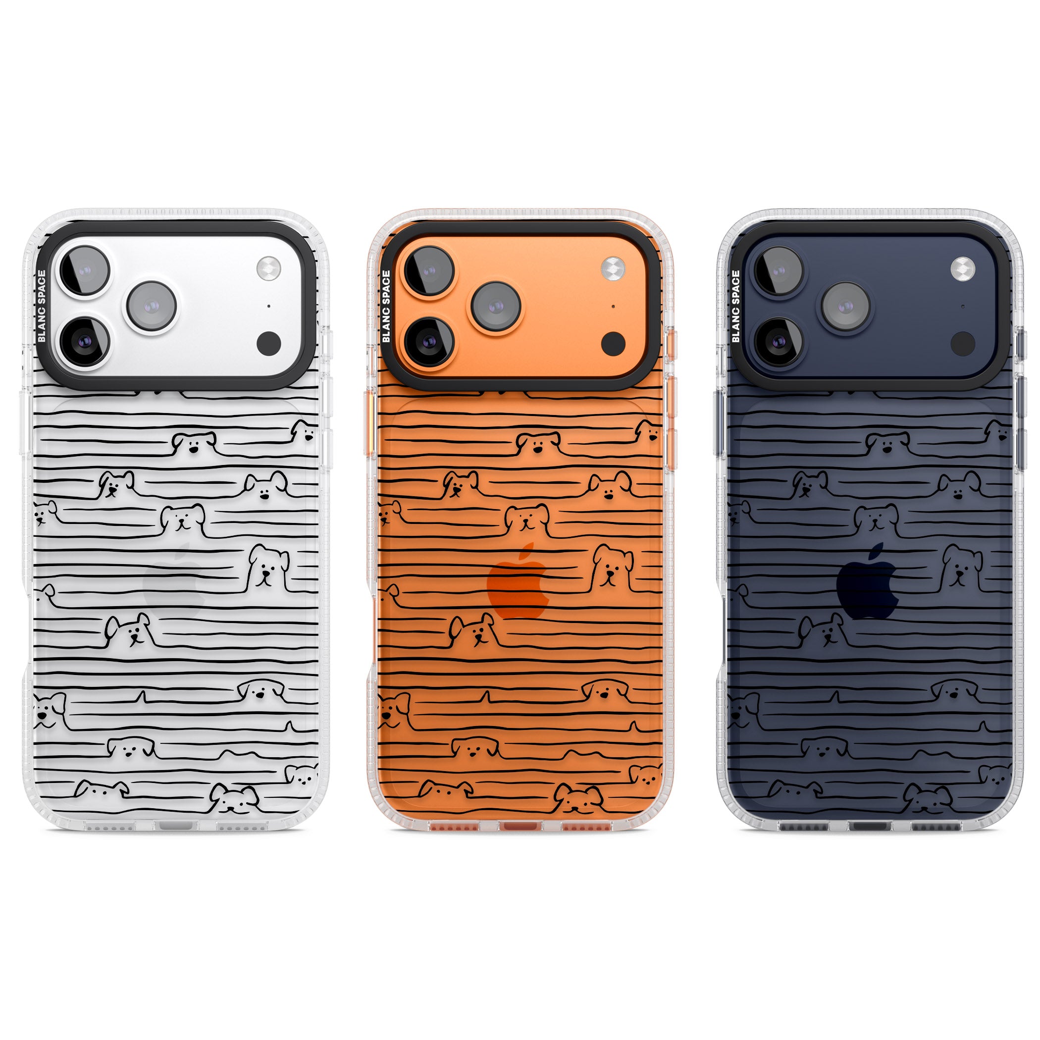 Dog Line Art Black iPhone 17 Pro Impact Air Clear Phone Case APT Impact Protection