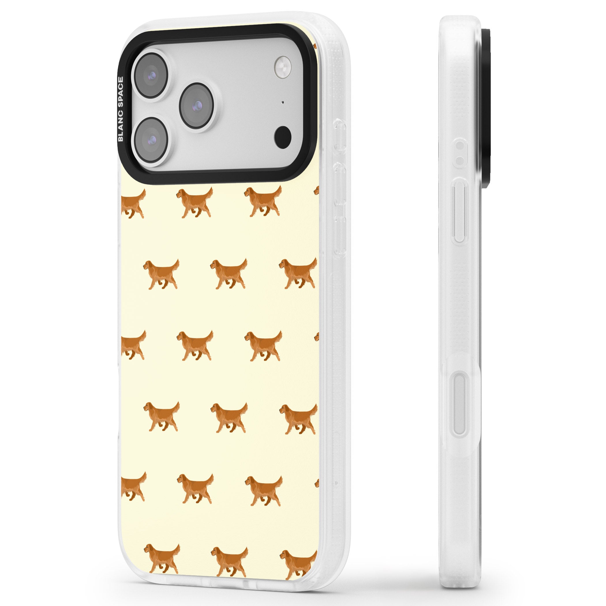 Golden Retriever Dog Pattern iPhone 17 Pro Impact Air Clear Phone Case Side Profile