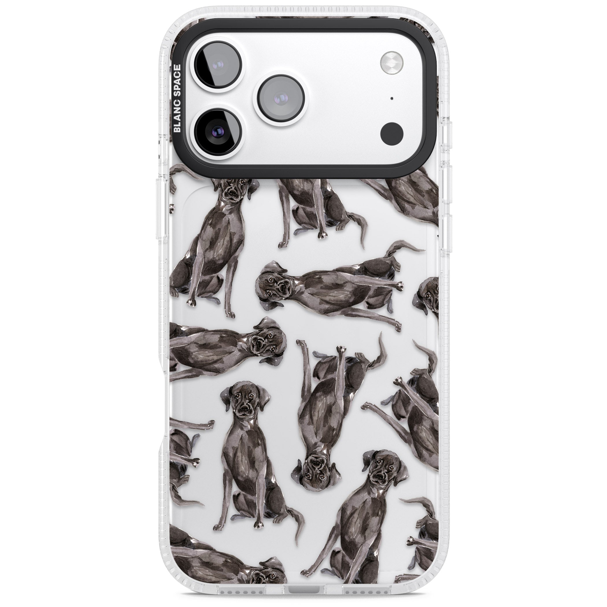 Black Labrador Watercolor Pattern iPhone 17 Pro Impact Air Clear Phone Case