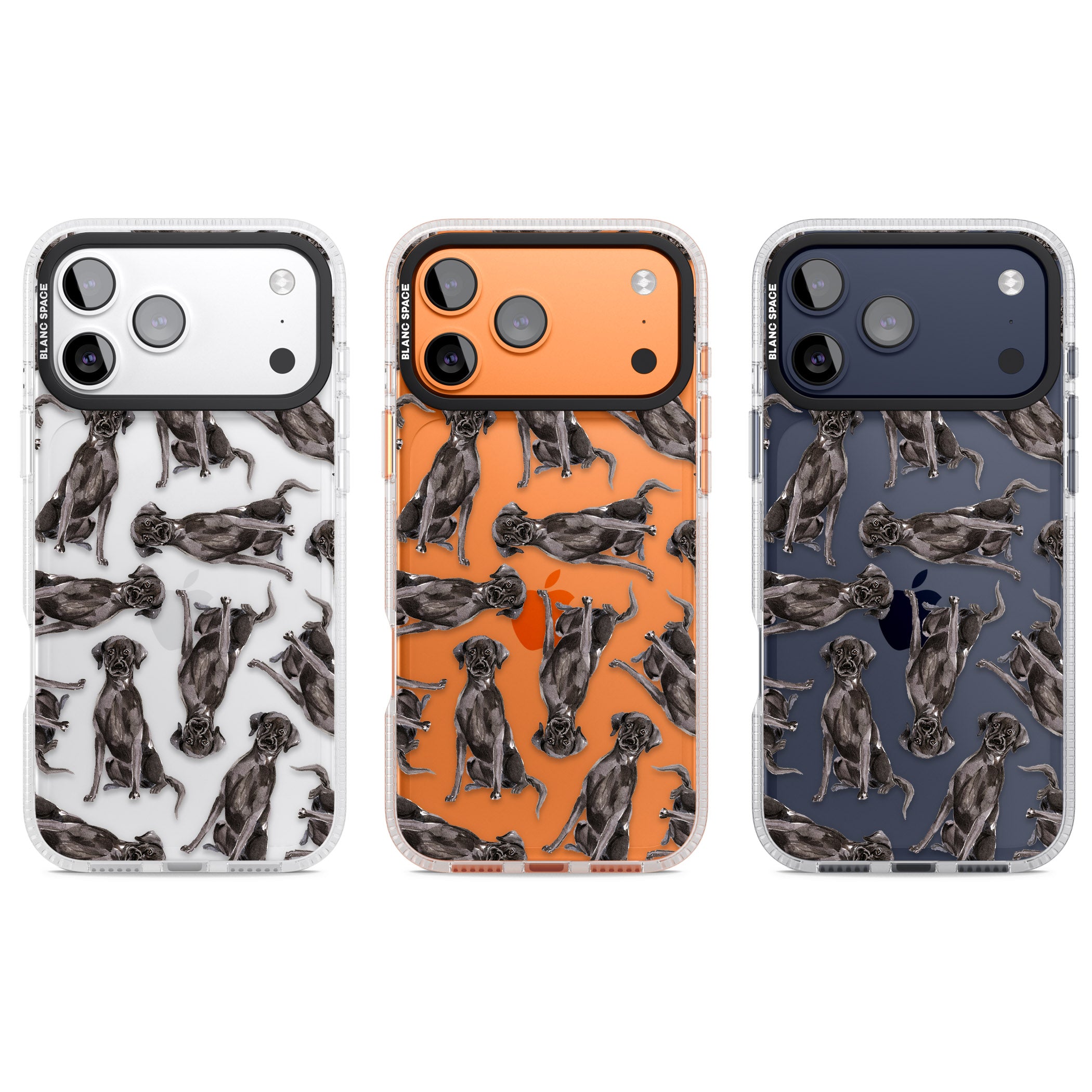 Black Labrador Watercolor Pattern iPhone 17 Pro Impact Air Clear Phone Case APT Impact Protection