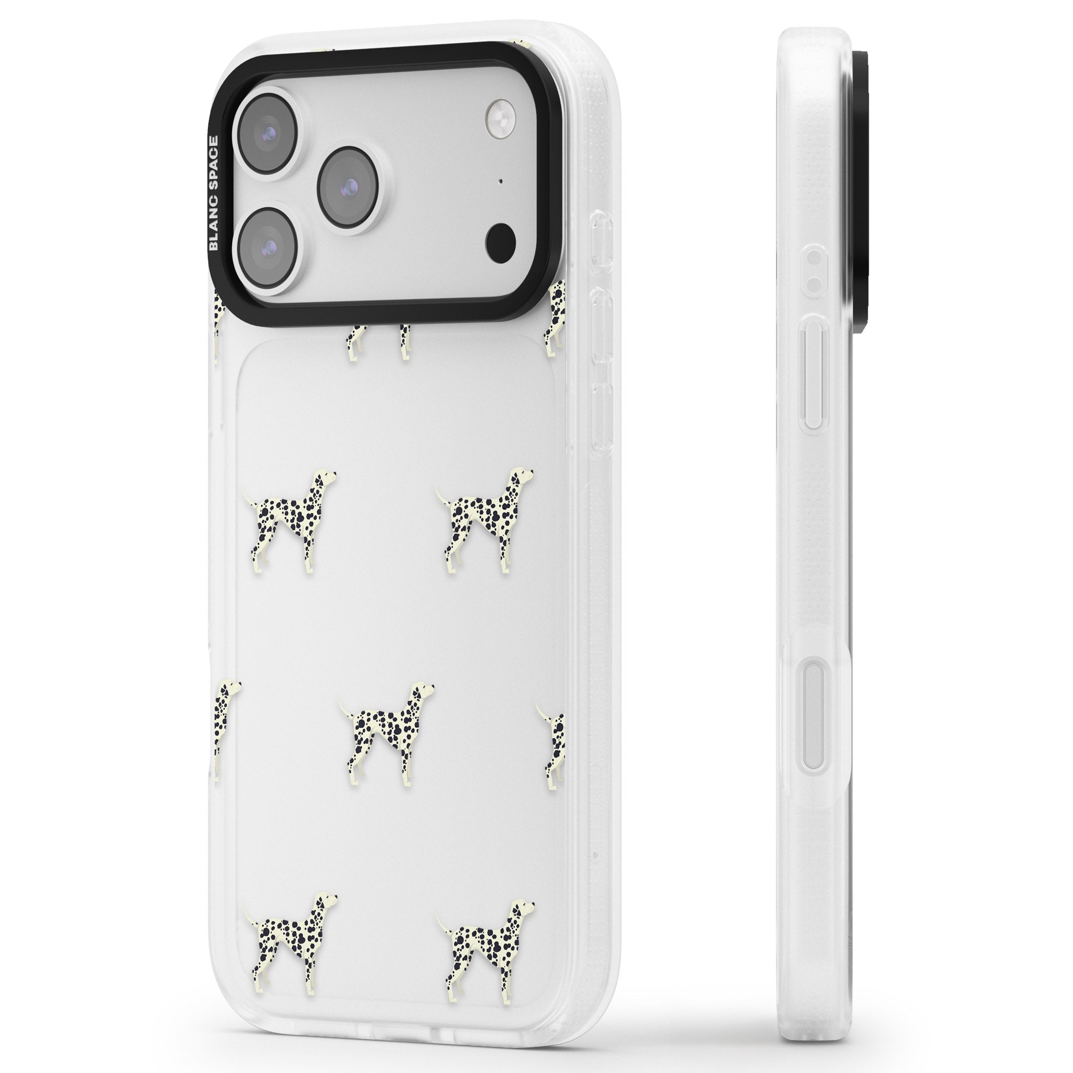 Dalmatian Dog Pattern iPhone 17 Pro Impact Air Clear Phone Case Side Profile