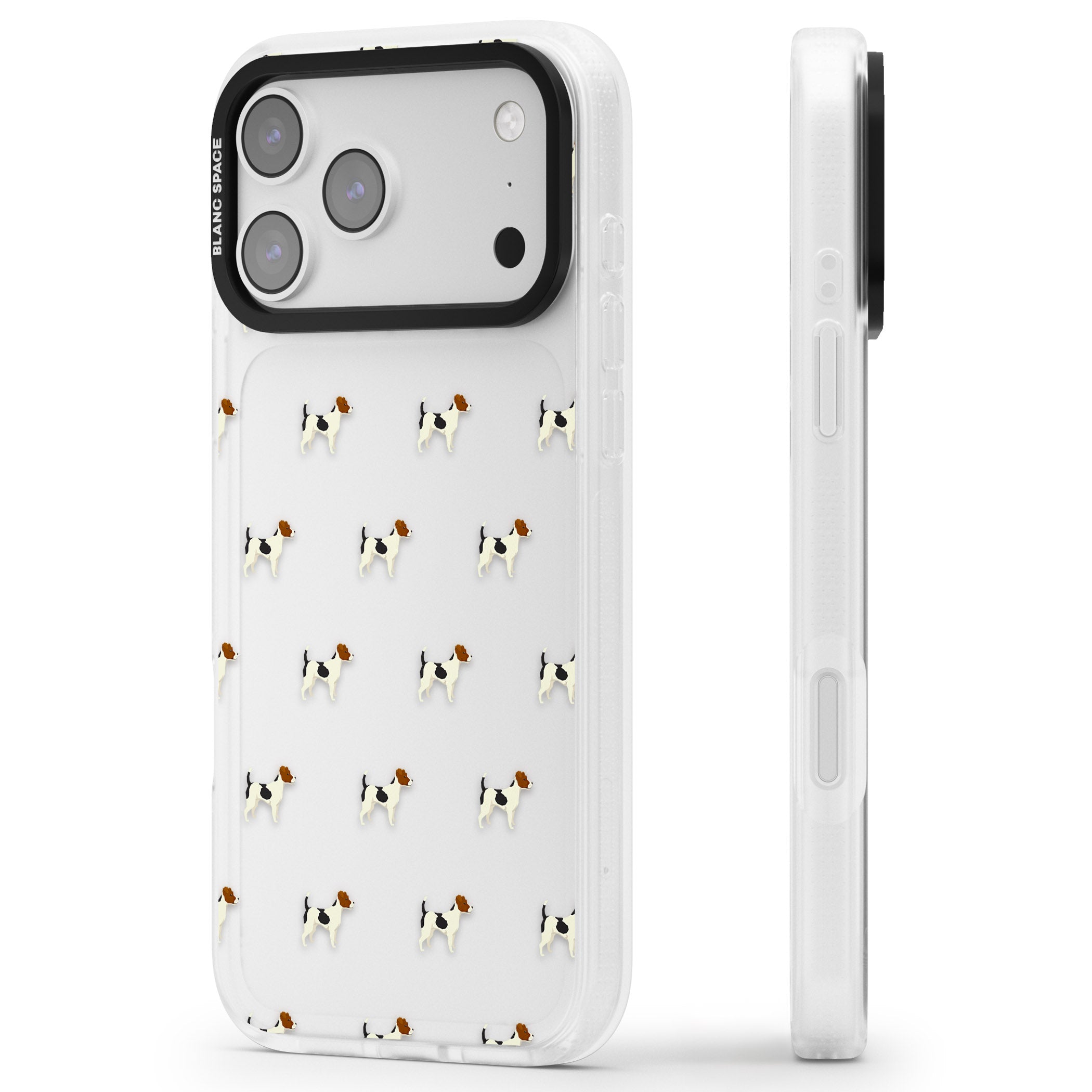 Jack Russell Terrier Pattern iPhone 17 Pro Impact Air Clear Phone Case Side Profile