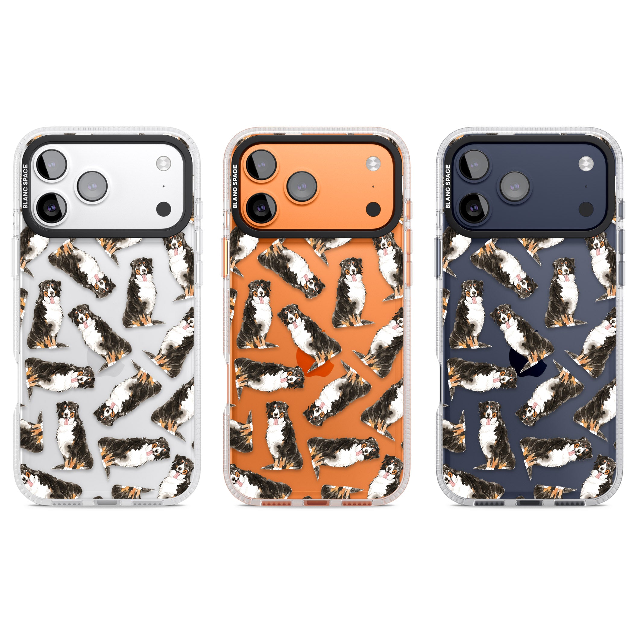 Bernese Mountain Dog Pattern iPhone 17 Pro Impact Air Clear Phone Case APT Impact Protection