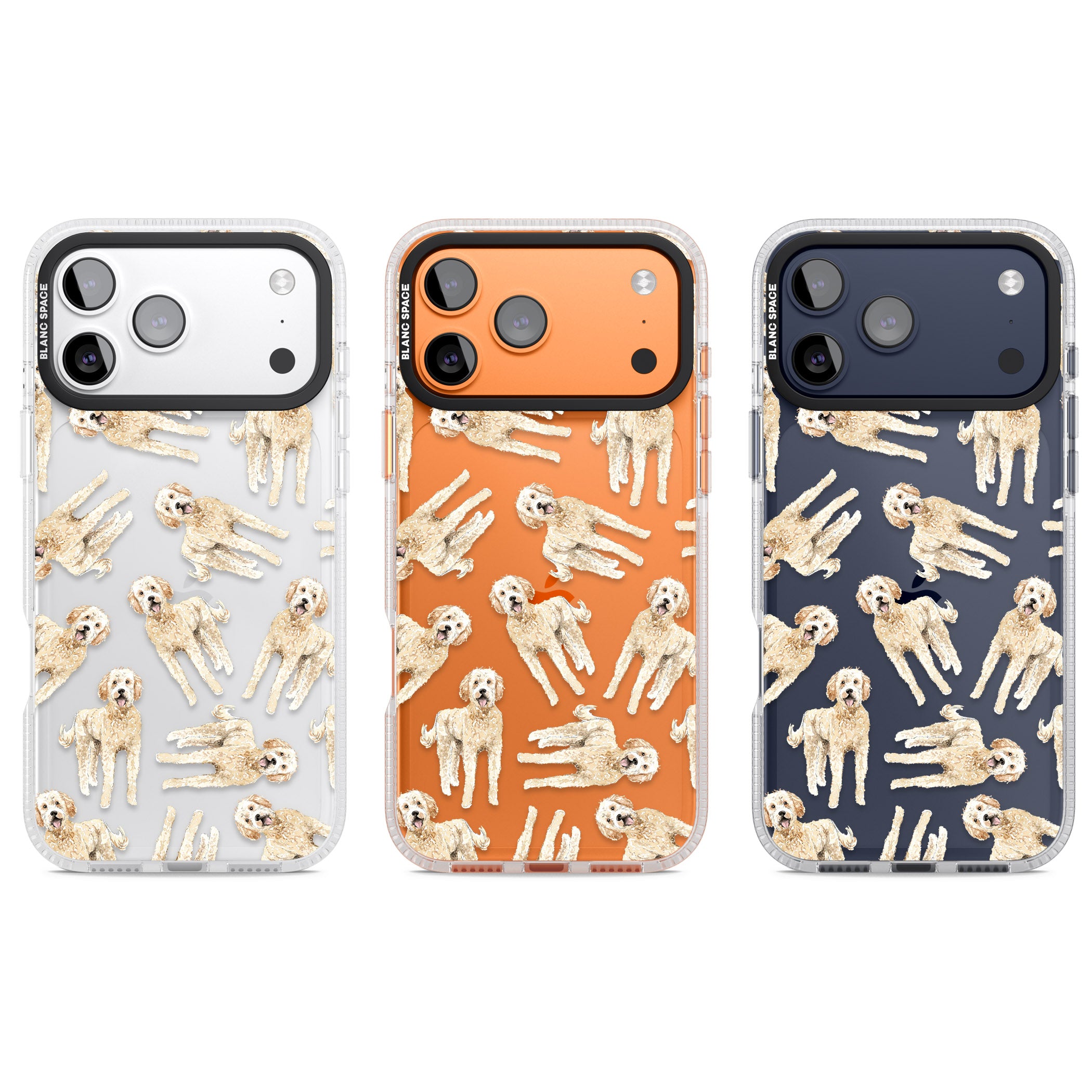 Goldendoodle Watercolour Dog Pattern iPhone 17 Pro Impact Air Clear Phone Case APT Impact Protection