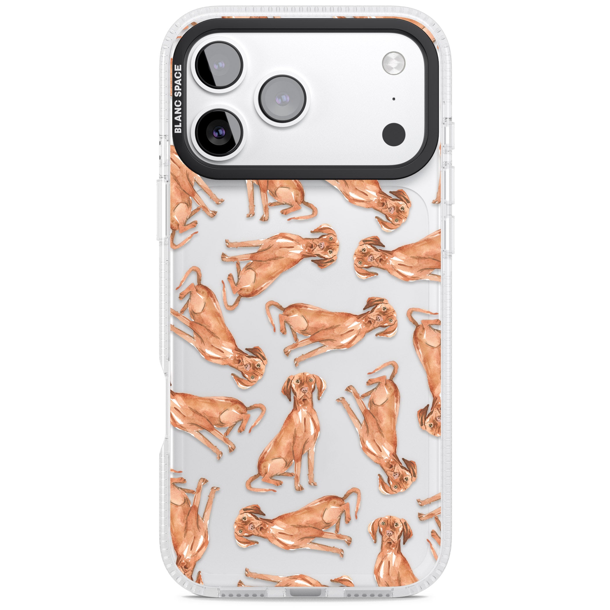 Hungarian Vizsla Watercolor Pattern iPhone 17 Pro Impact Air Clear Phone Case