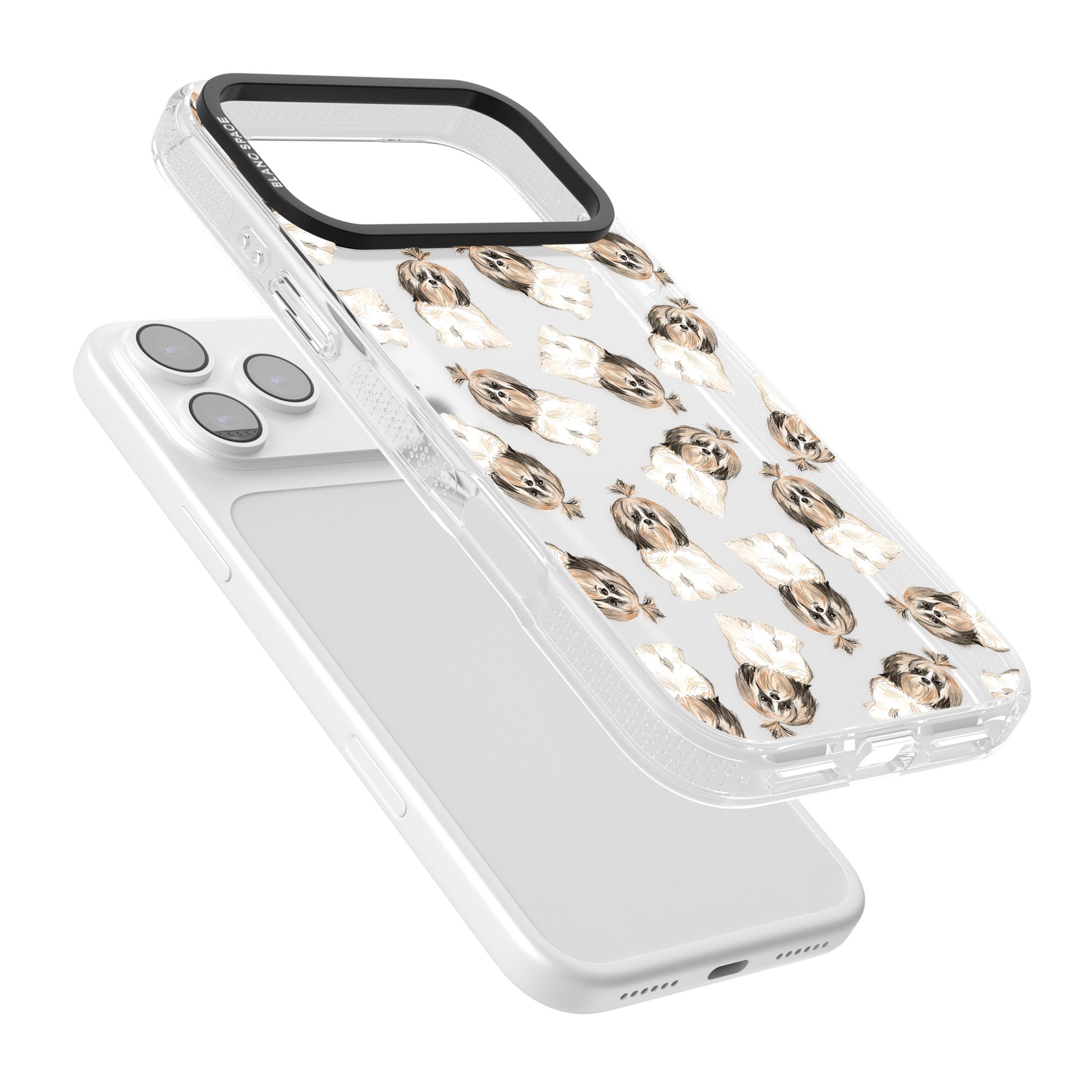 Shih Tzu Pattern Long Hair iPhone 17 Pro Impact Air Clear Phone Case Colours