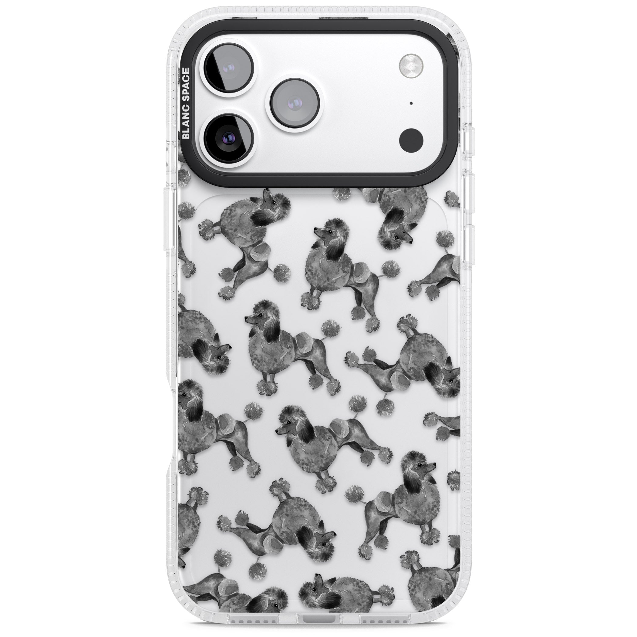 Poodle Pattern iPhone 17 Pro Impact Air Clear Phone Case