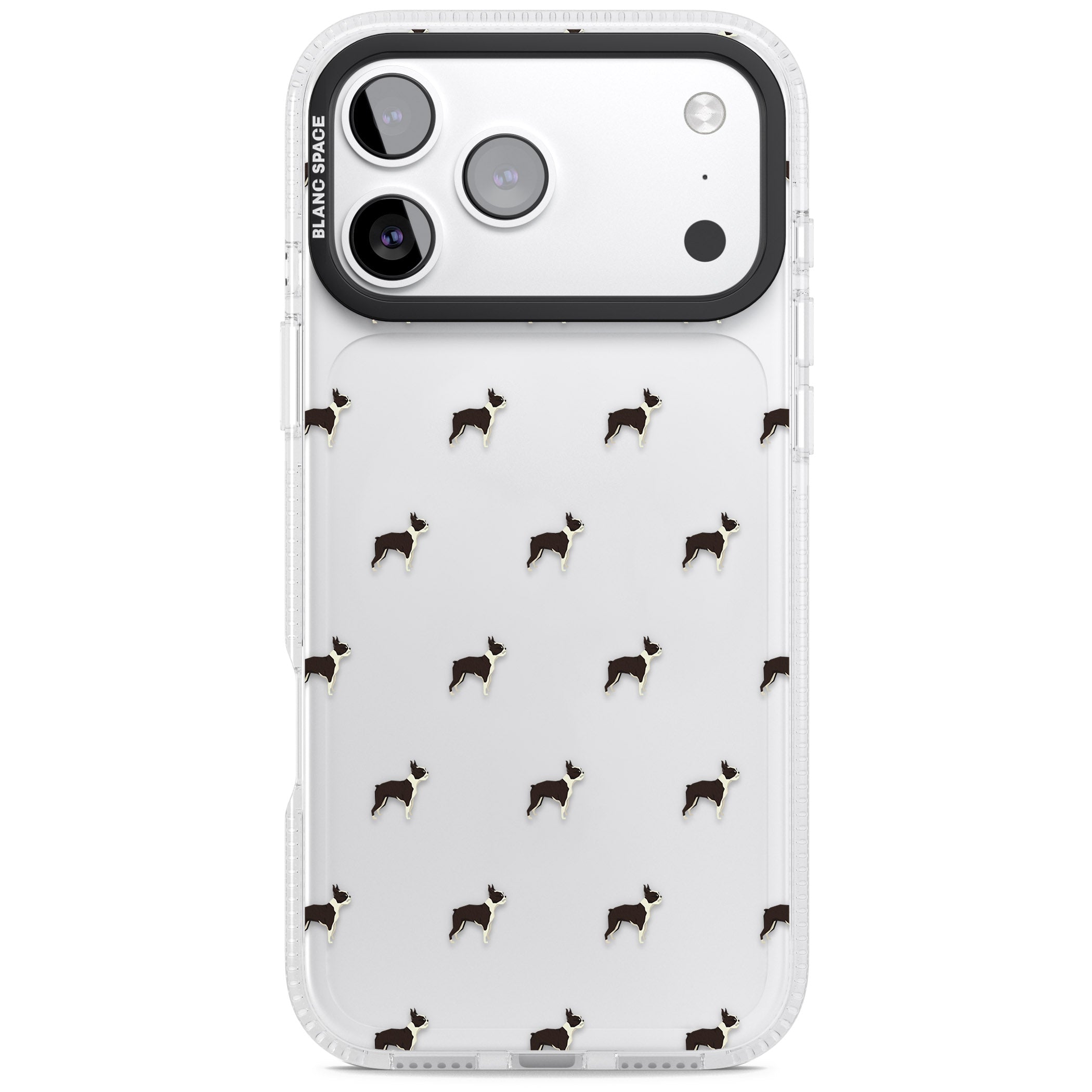 Boston Terrier Pattern iPhone 17 Pro Impact Air Clear Phone Case