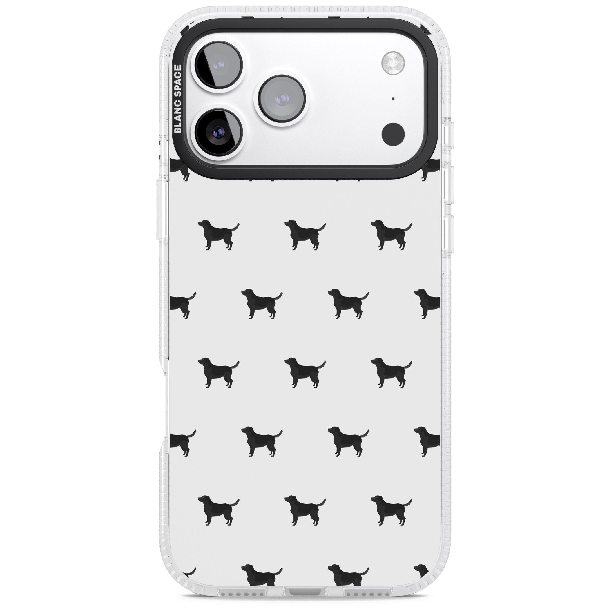 Black Labrador Spot Pattern iPhone 17 Pro Impact Air Clear Phone Case