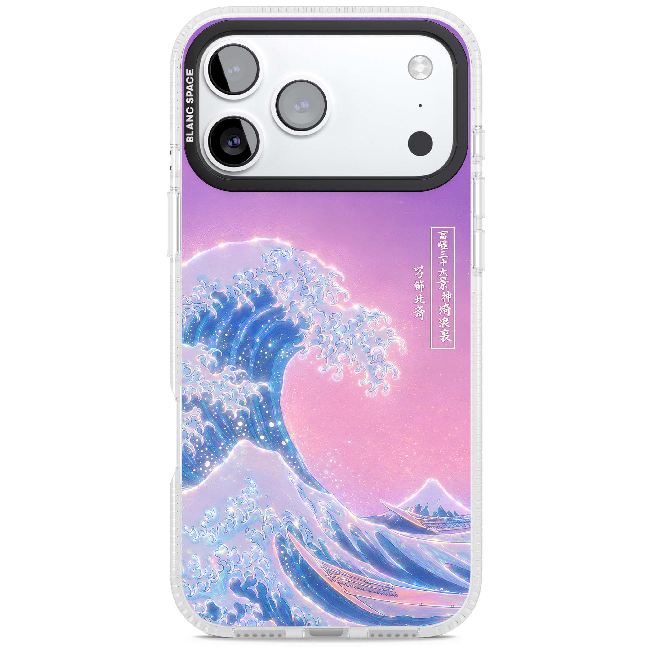 The Great Opal Wave Japanese iPhone case featuring Hokusai's great wave in iridescent pastels with lilac sky and Mou | Clear Case Impact Air case for iPhone 17 Pro, iPhone 17 Pro Max