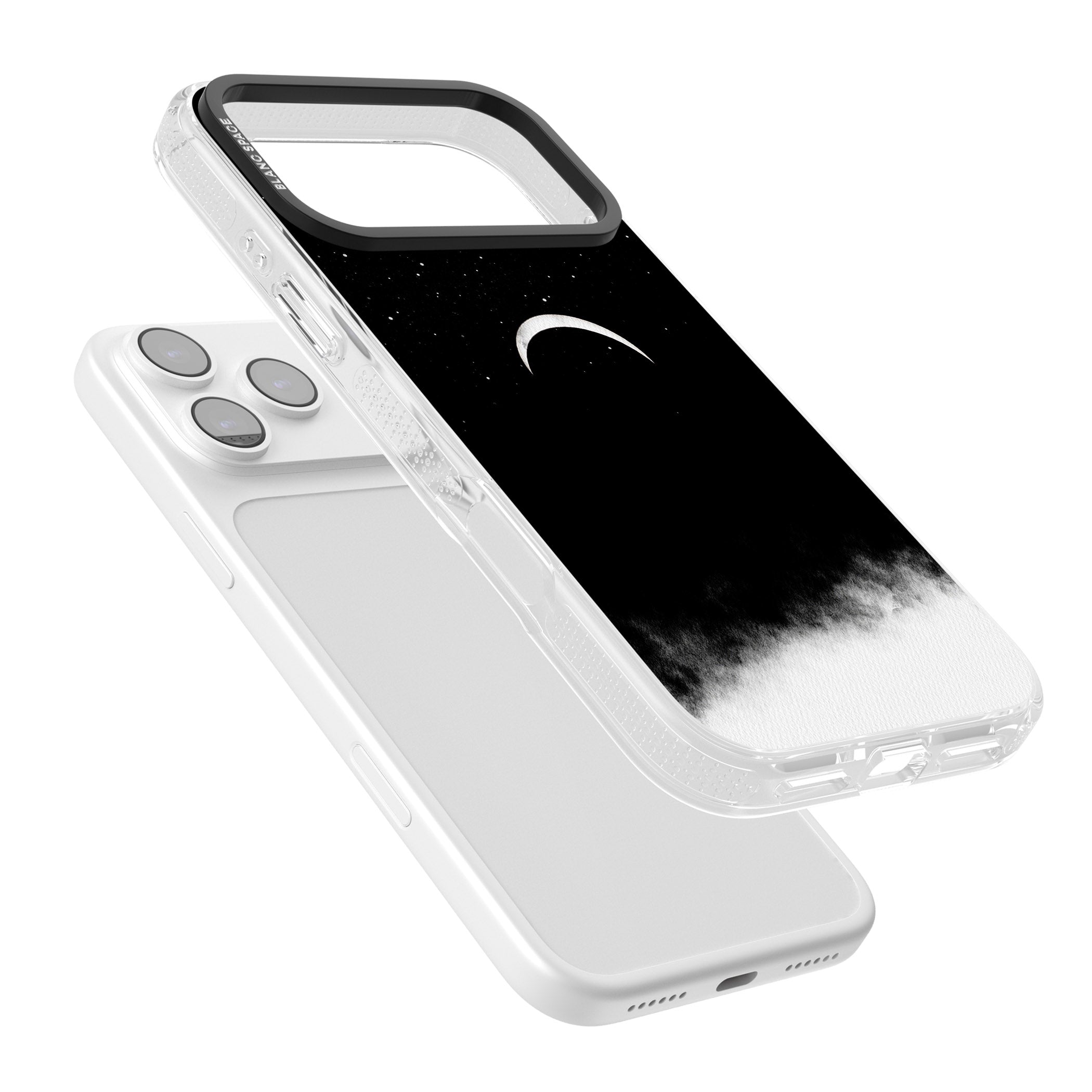 Crescent Moon Night Sky iPhone 17 Pro Impact Air Clear Phone Case Colours