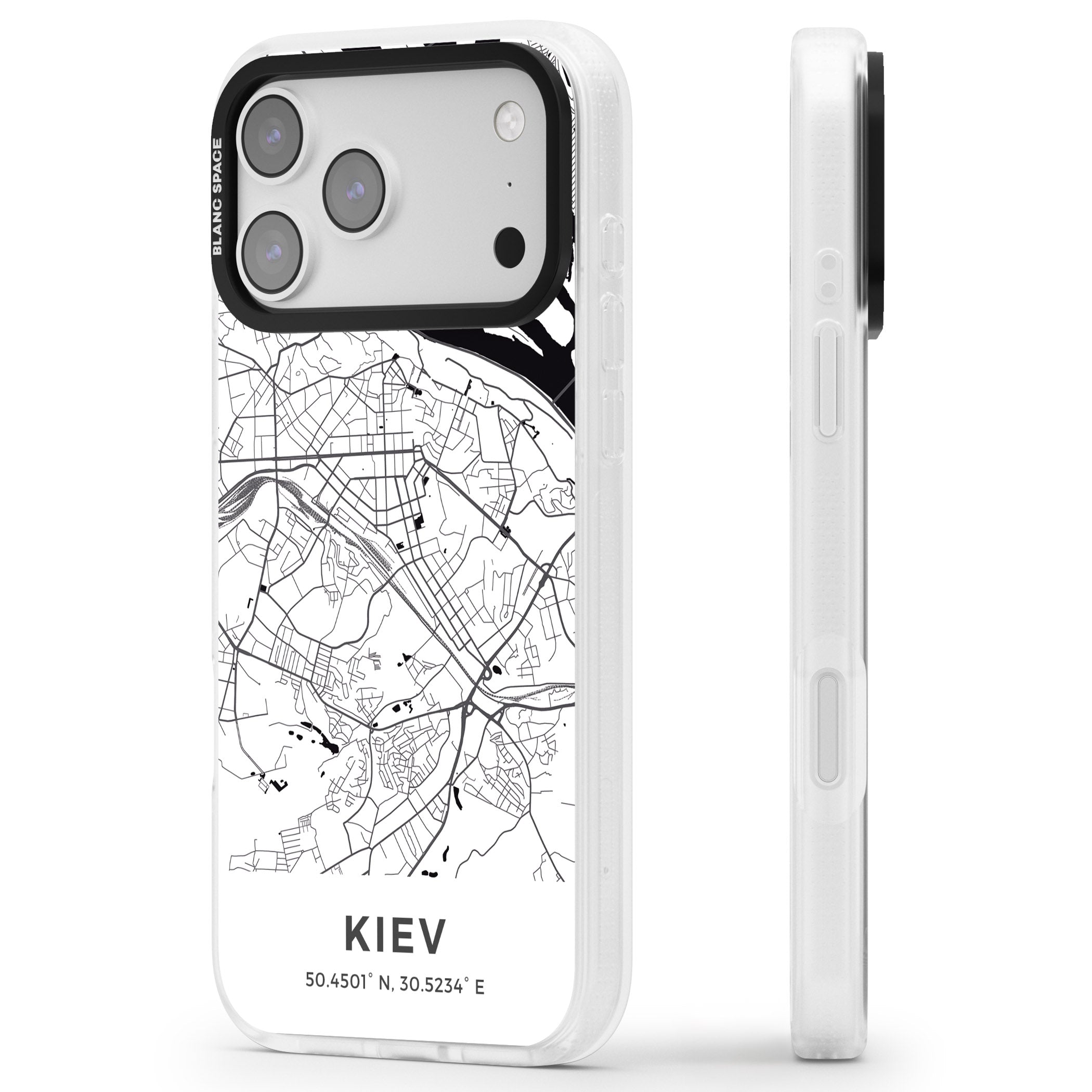 Kiev Map iPhone 17 Pro Impact Air Clear Phone Case Side Profile