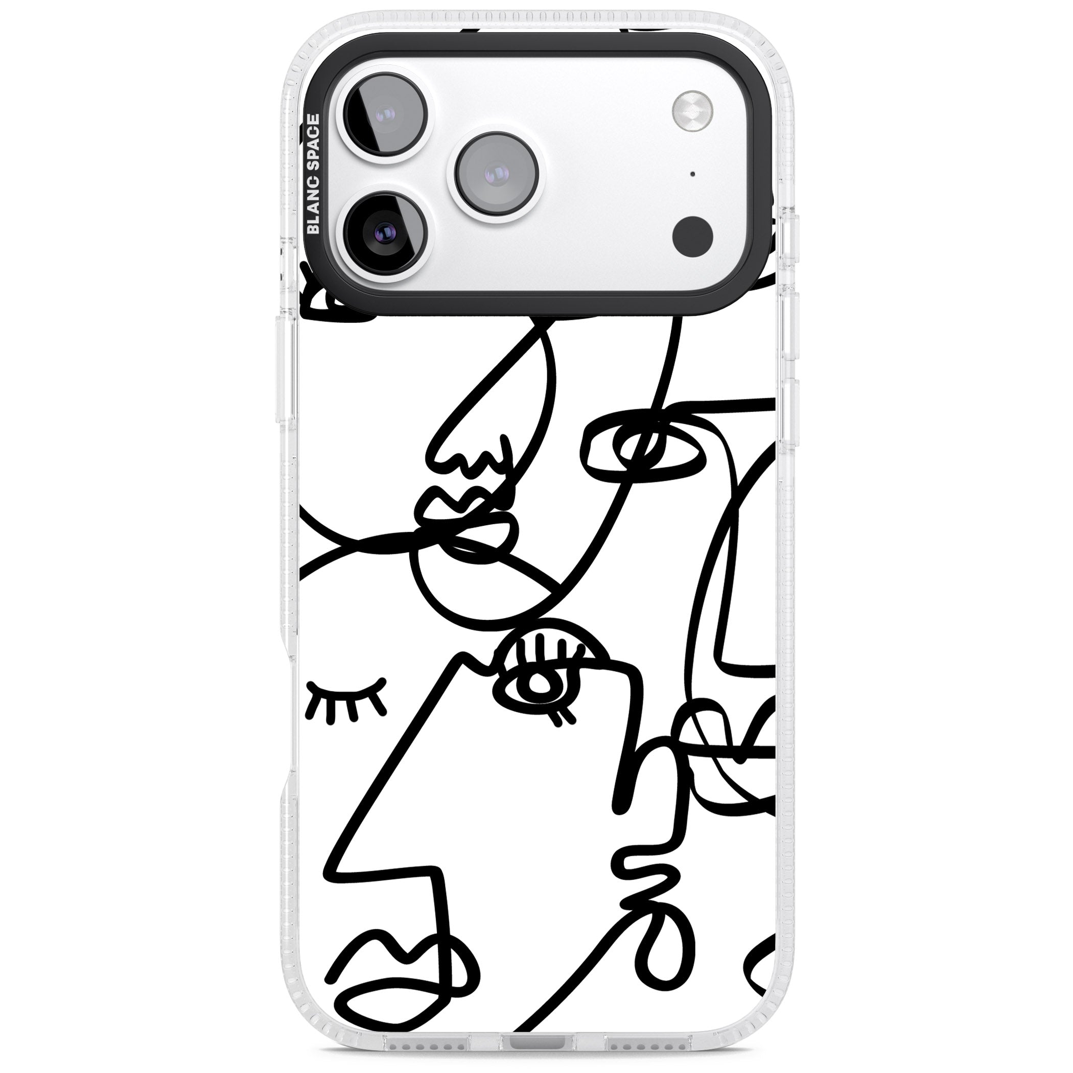 Abstract Line Art Black White iPhone 17 Pro Impact Air Clear Phone Case
