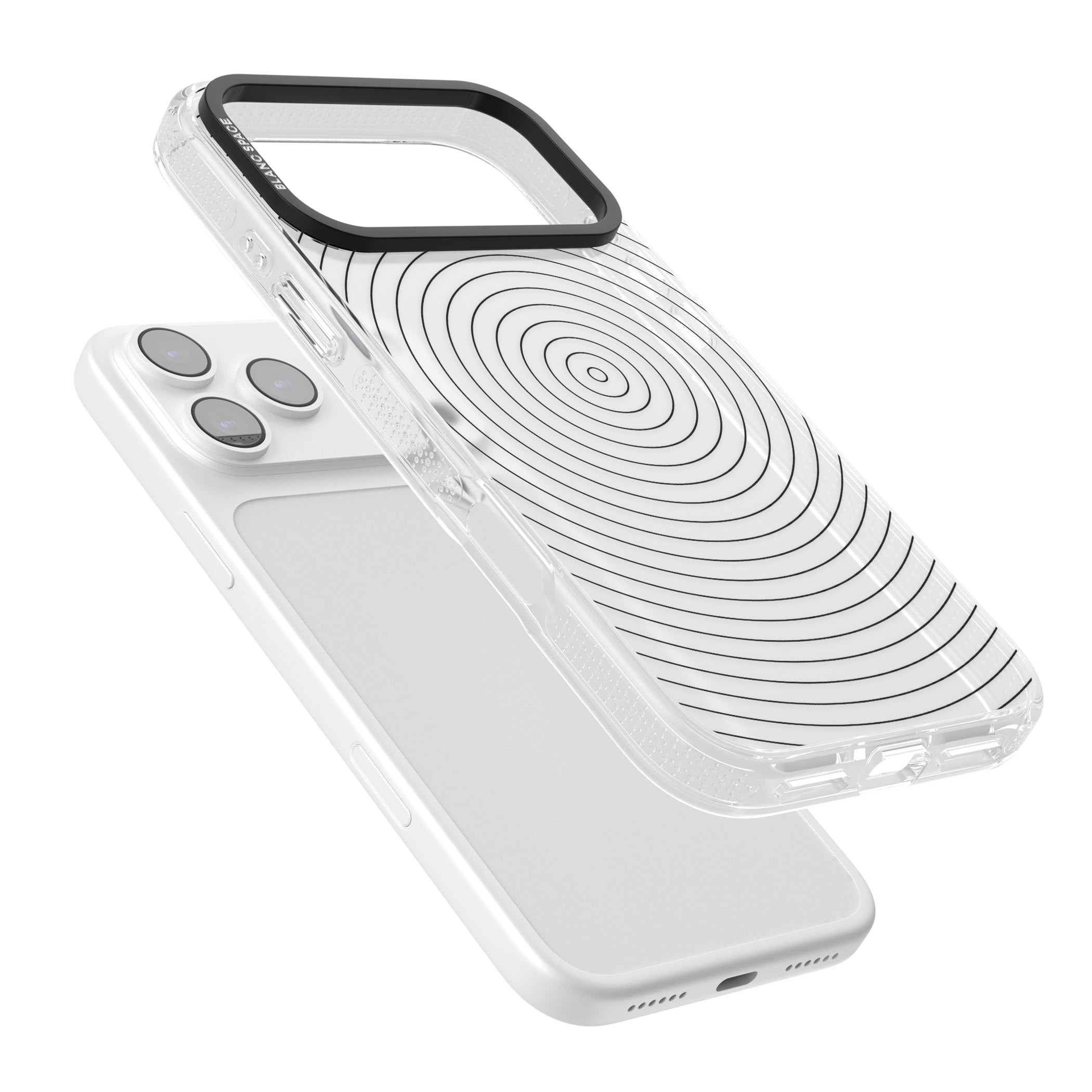 Concentric Lines: Monochrome Vibes iPhone 17 Pro Impact Air Clear Phone Case Colours