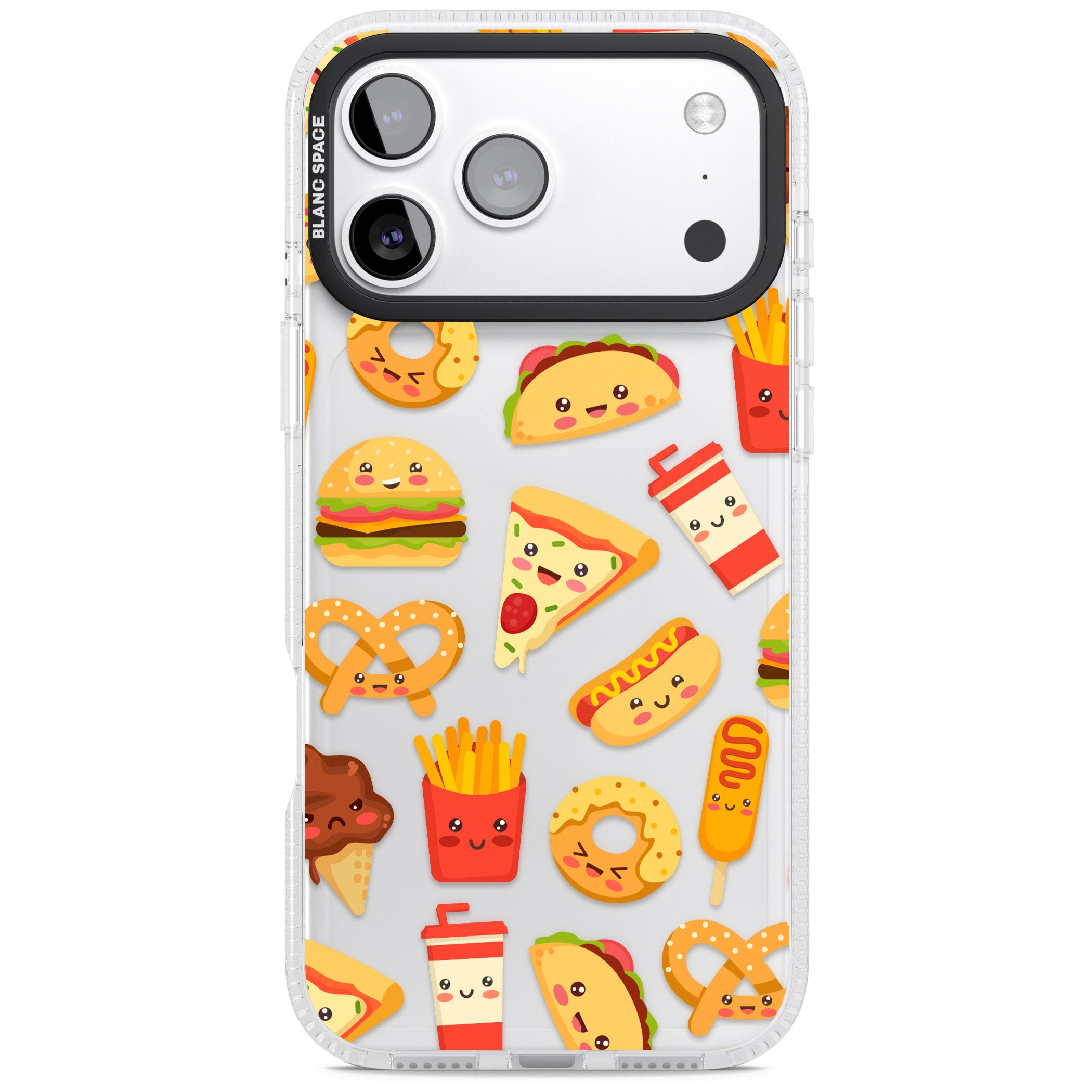 Fast Food Patterns Kawaii Fast Food Mix iPhone 17 Pro Impact Air Clear Phone Case