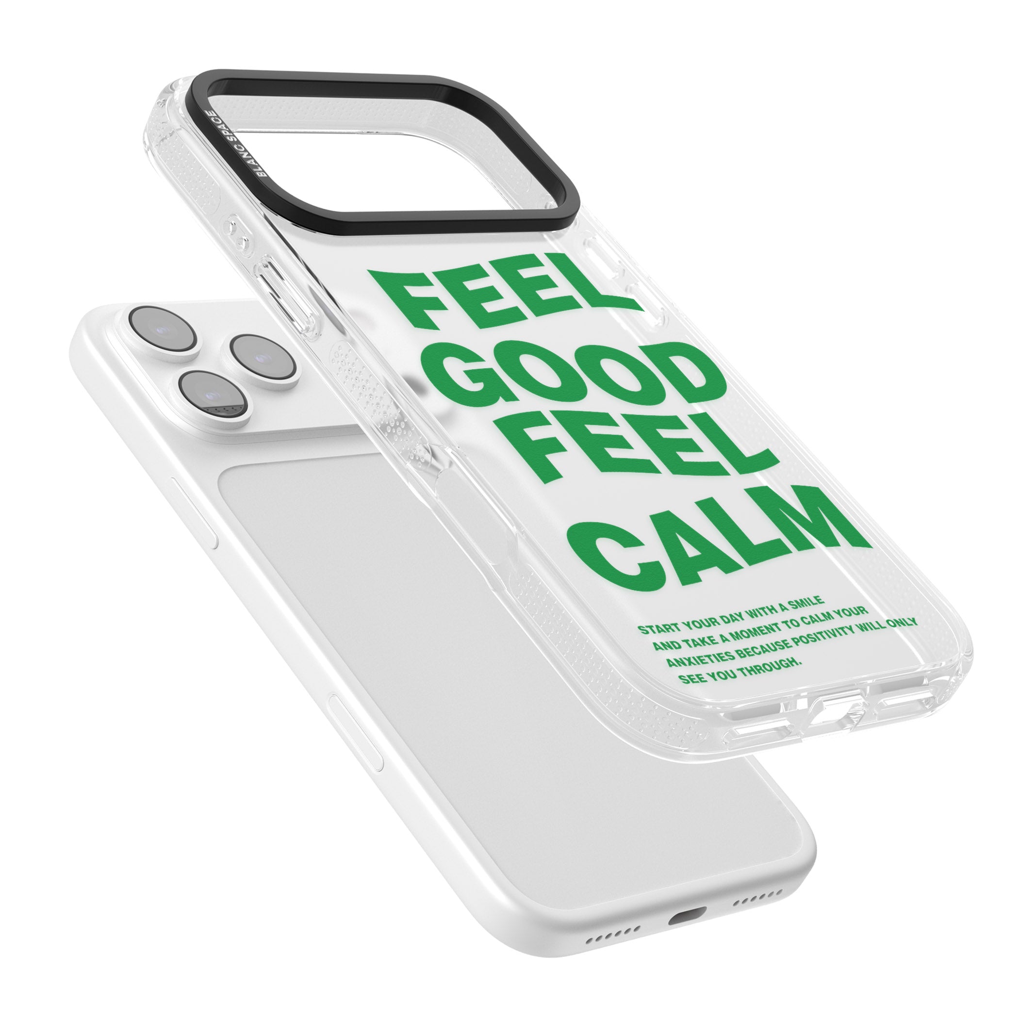Feel Good Feel Calm (Green) iPhone 17 Pro Impact Air Clear Phone Case Colours