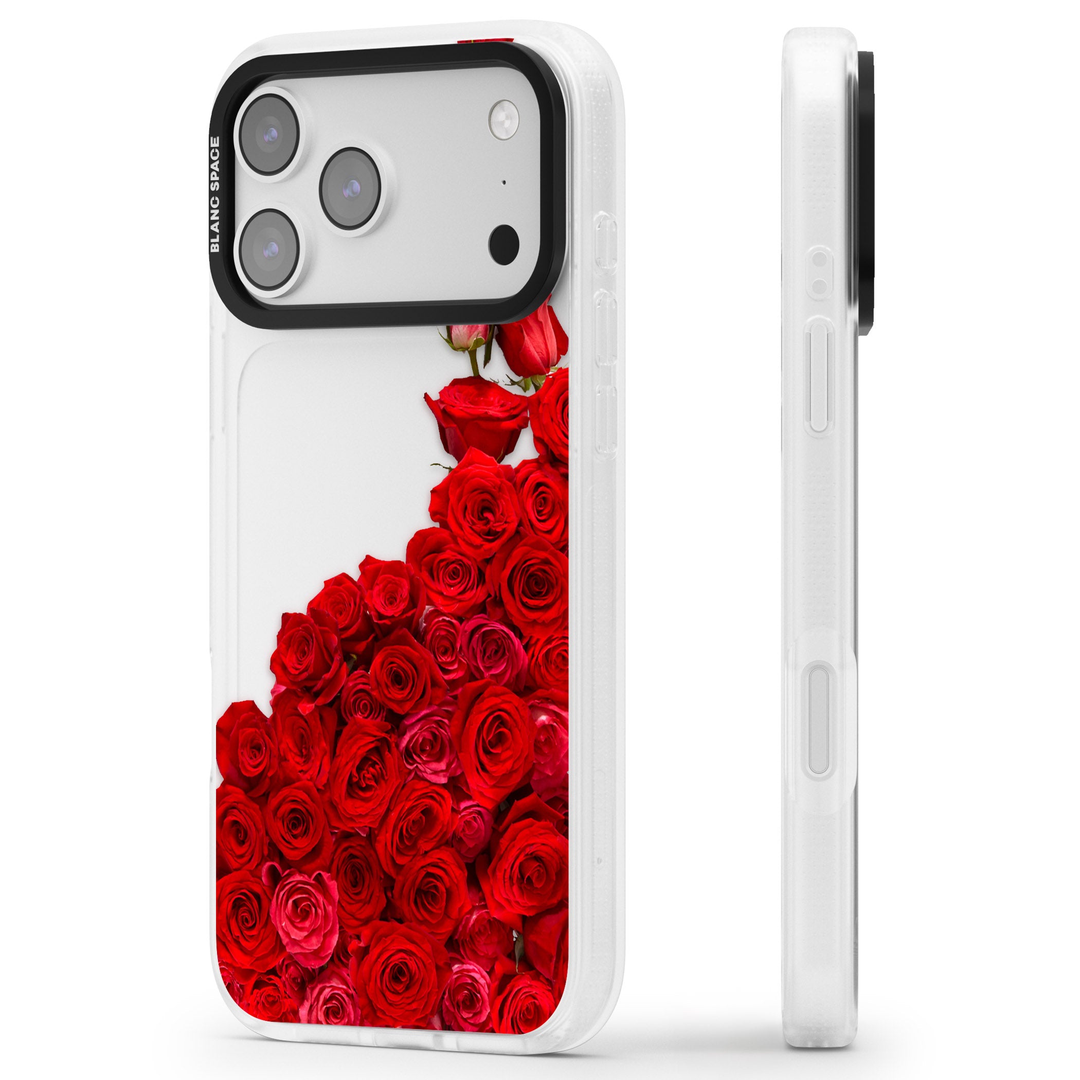 Floral Roses iPhone 17 Pro Impact Air Clear Phone Case Side Profile