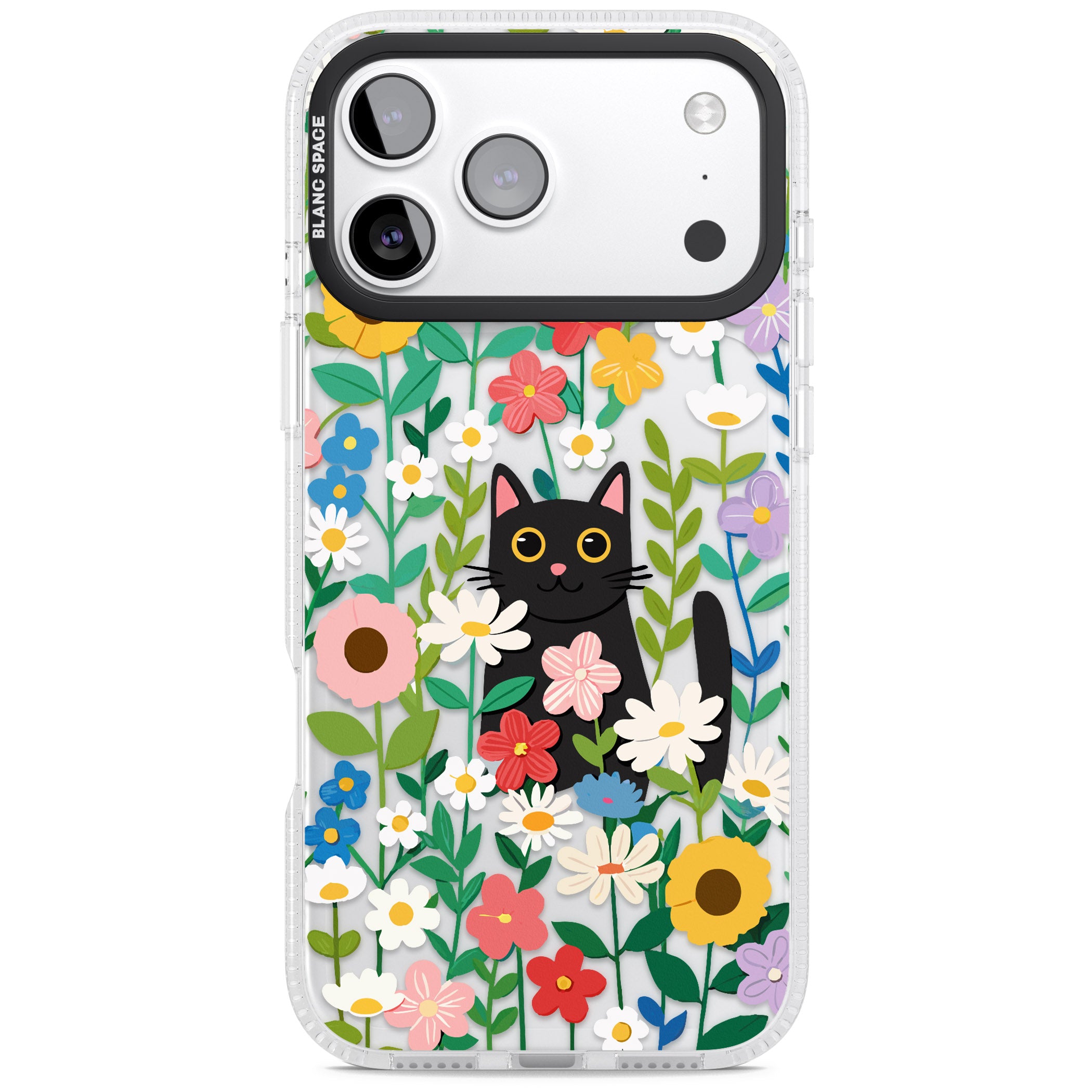Whiskers & Wildflowers Cat iPhone 17 Pro Impact Air Clear Phone Case