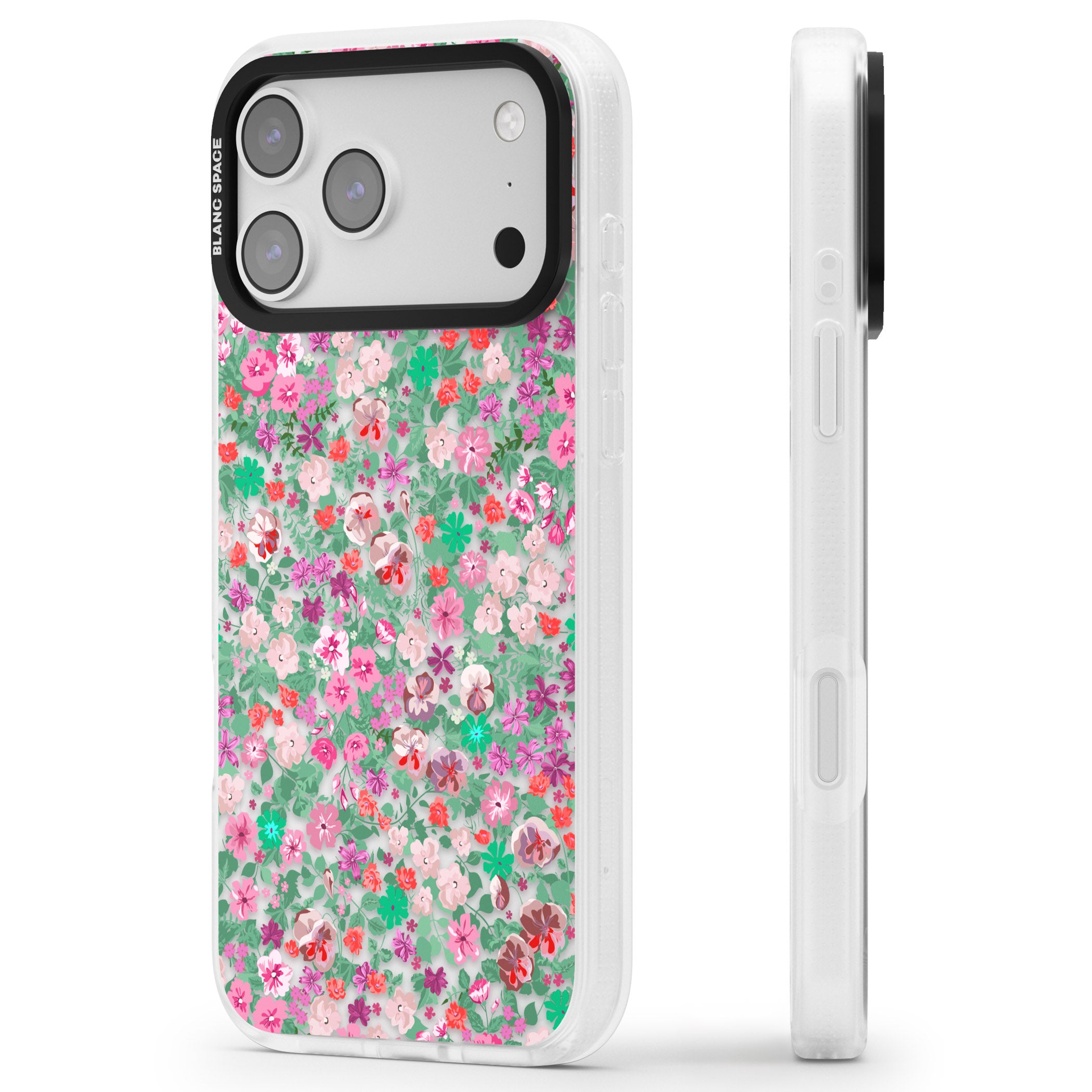Florentine Meadow iPhone 17 Pro Impact Air Clear Phone Case Side Profile