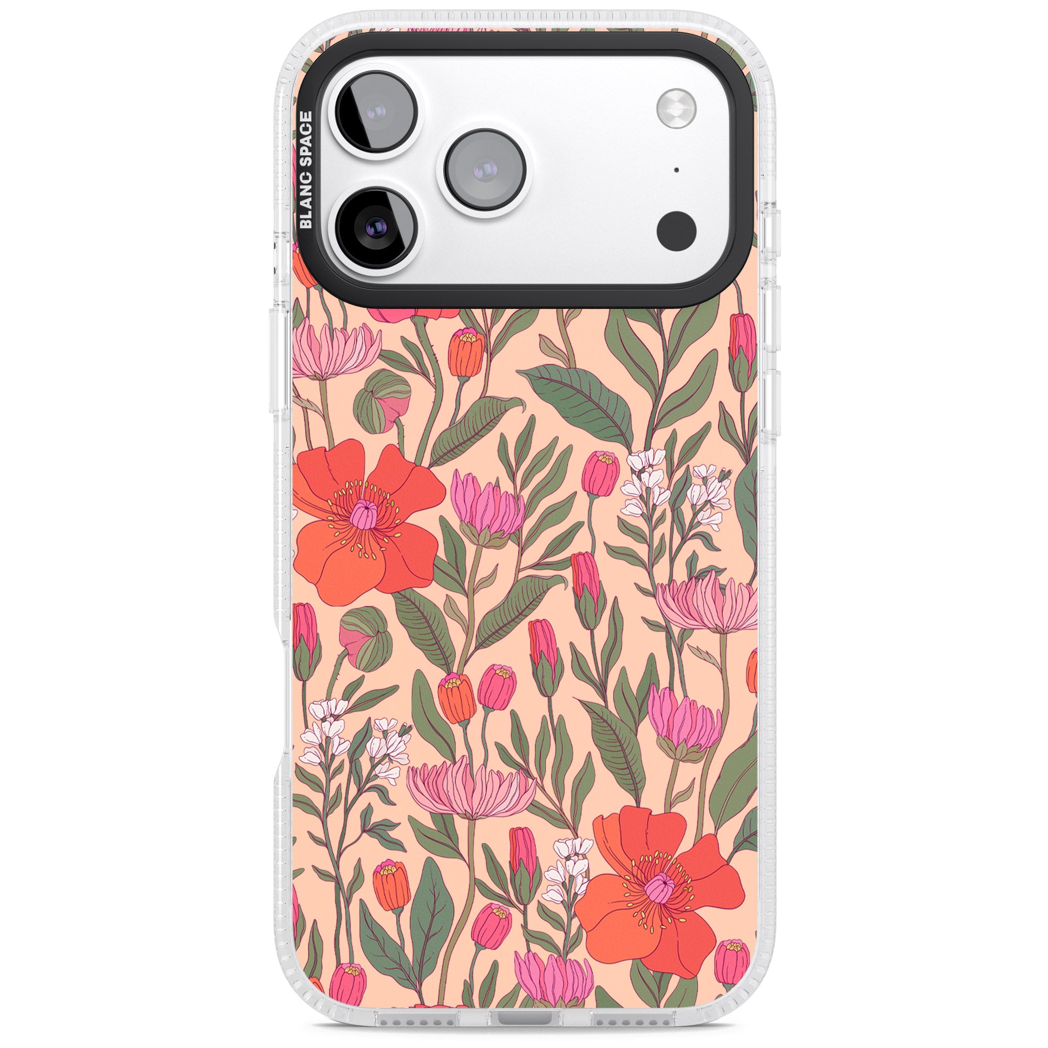 Peachy Floral Background iPhone 17 Pro Impact Air Clear Phone Case