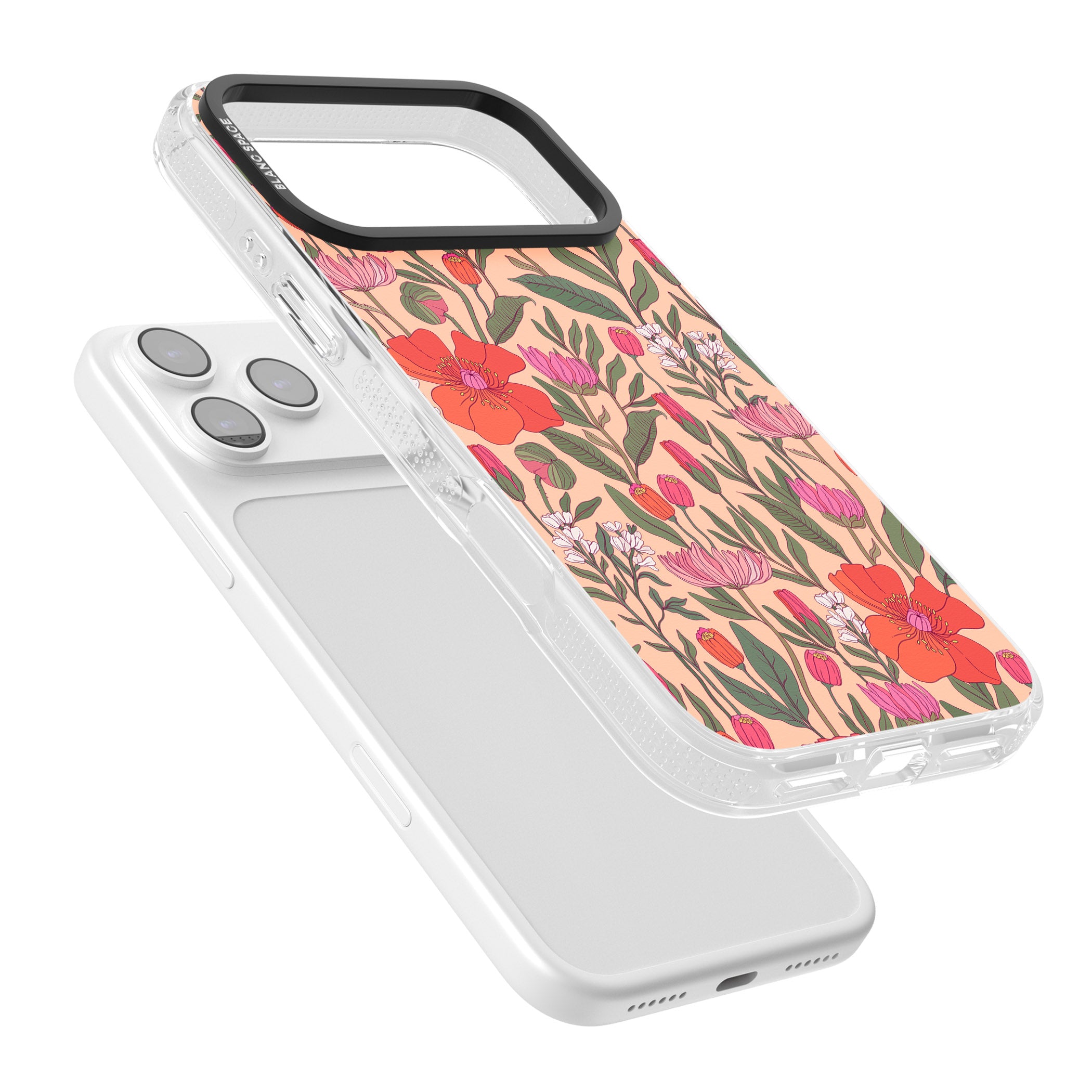 Peachy Floral Background iPhone 17 Pro Impact Air Clear Phone Case Colours