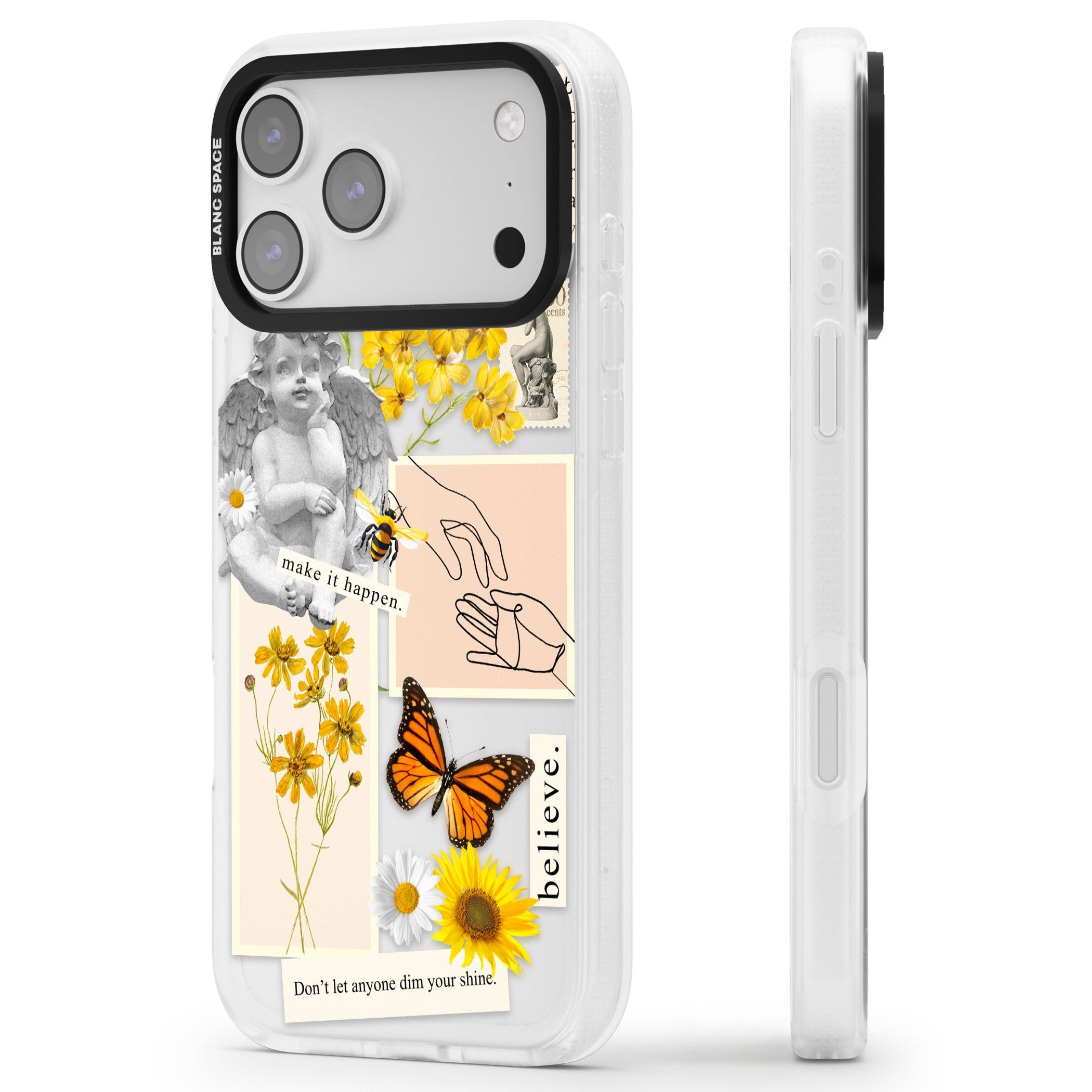 Vintage Wildflower Collage iPhone 17 Pro Impact Air Clear Phone Case Side Profile