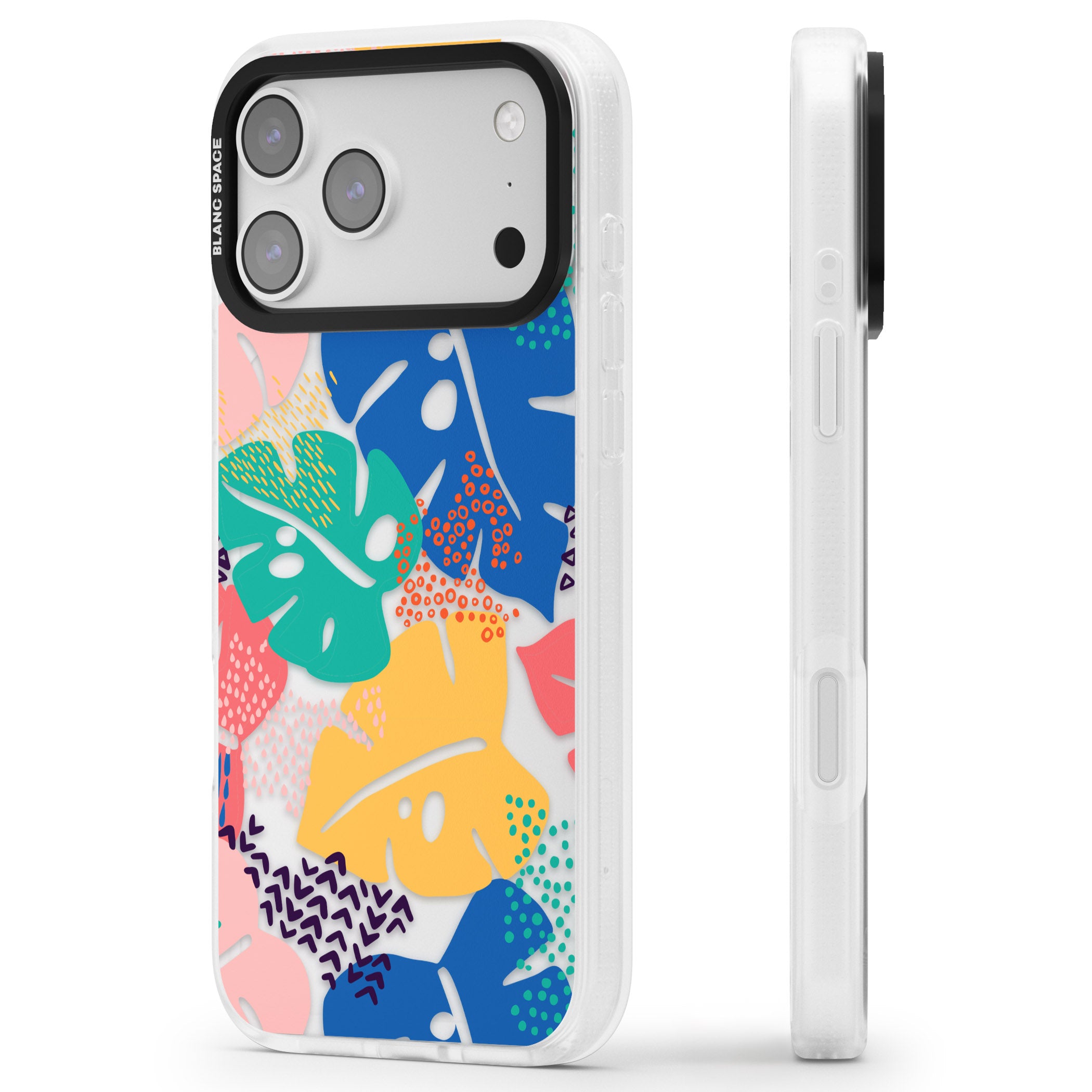 Vibrant Leaves iPhone 17 Pro Impact Air Clear Phone Case Side Profile