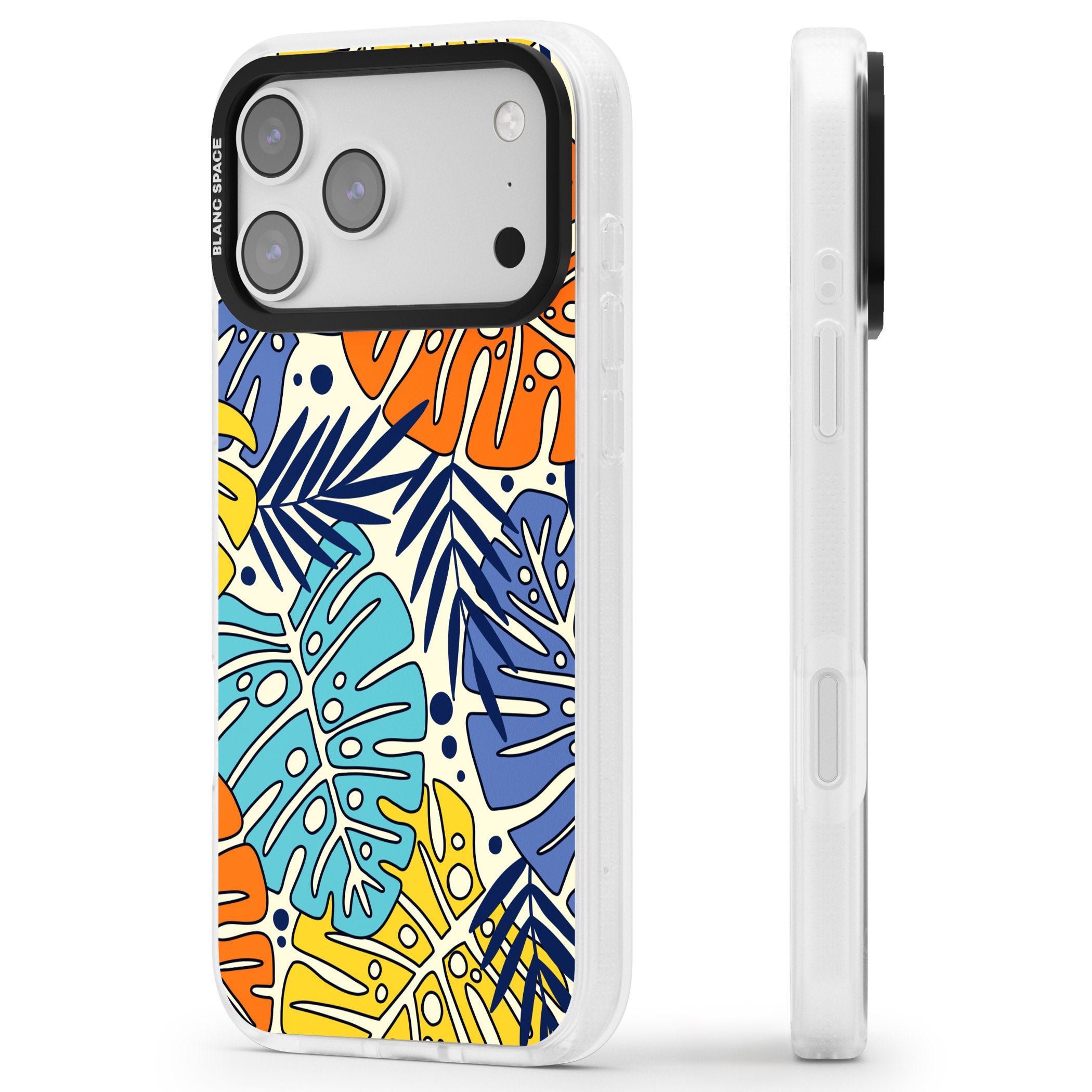 Beach Leaves iPhone 17 Pro Impact Air Clear Phone Case Side Profile
