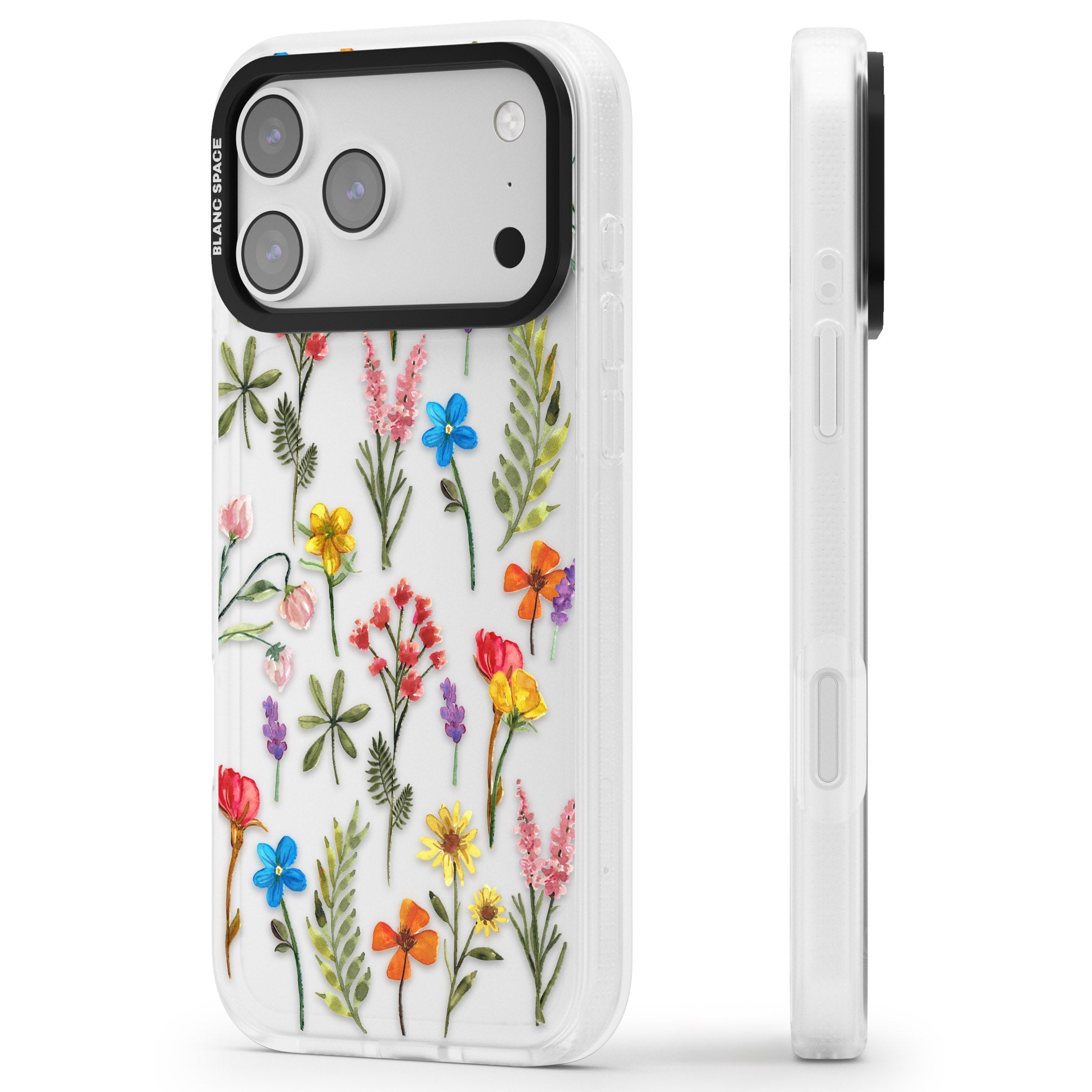 Spring Botanicals iPhone 17 Pro Impact Air Clear Phone Case Side Profile