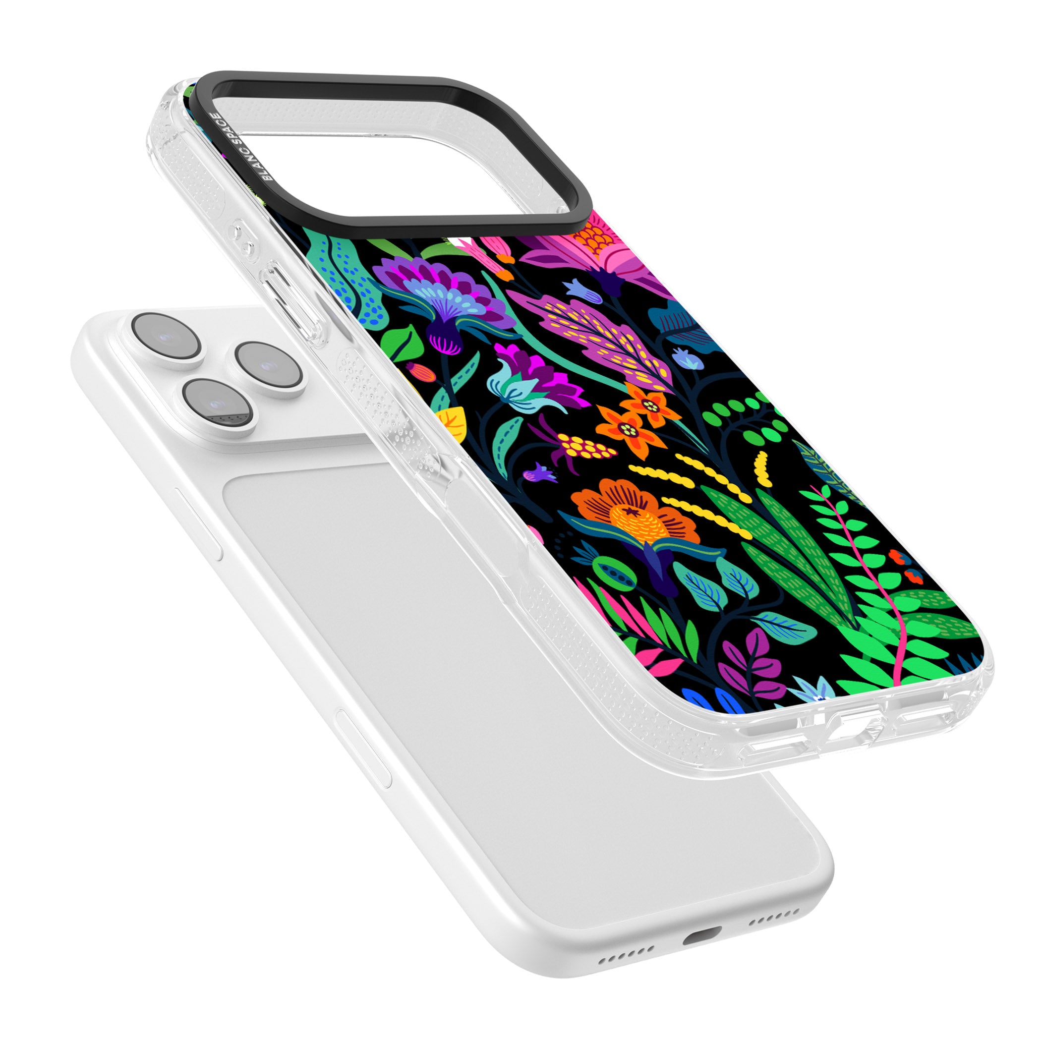 Floral Vibe (Black) iPhone 17 Pro Impact Air Clear Phone Case Colours